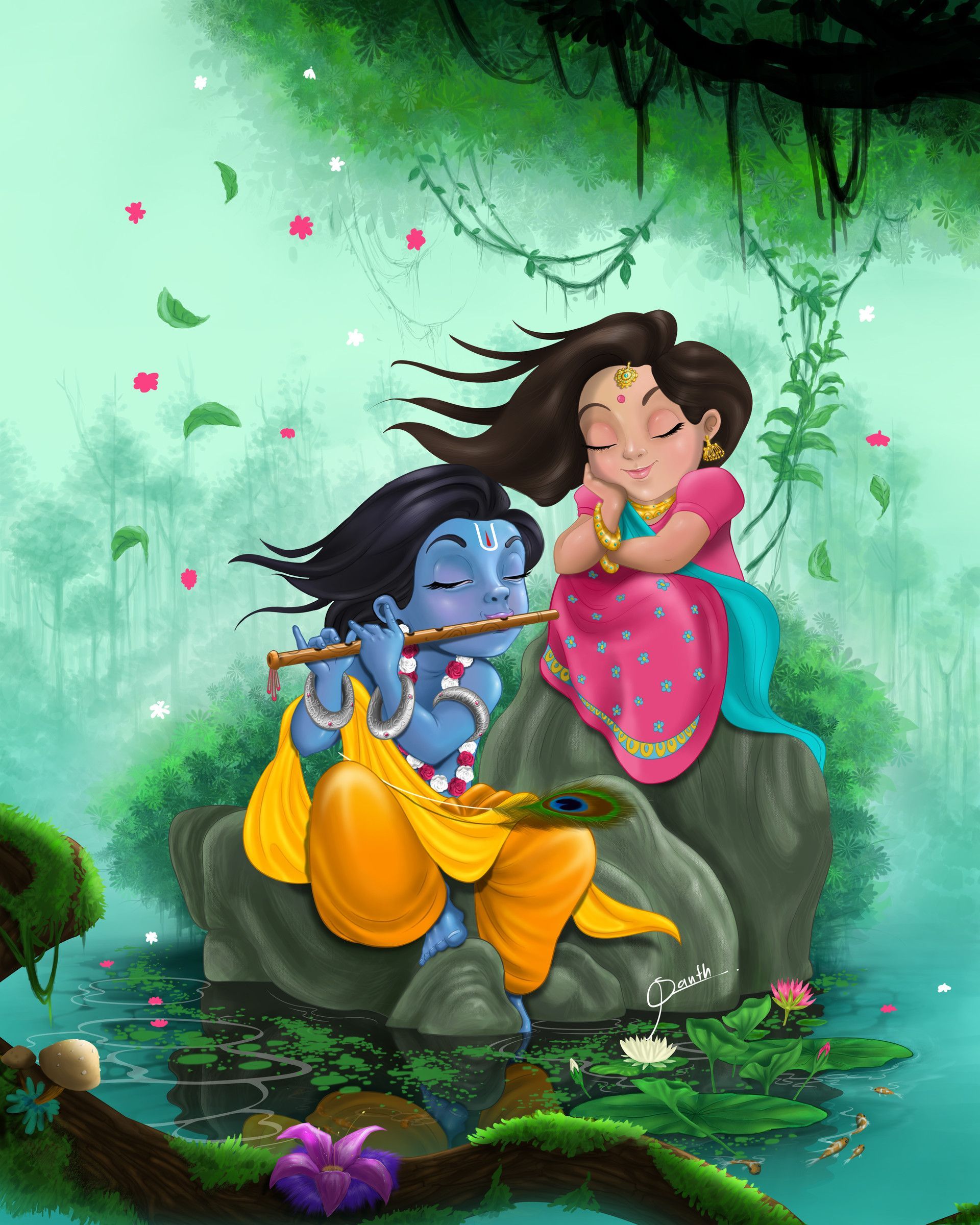 Hd Wallpaper Cute Radha Krishna Cartoon Images - Go-images Web