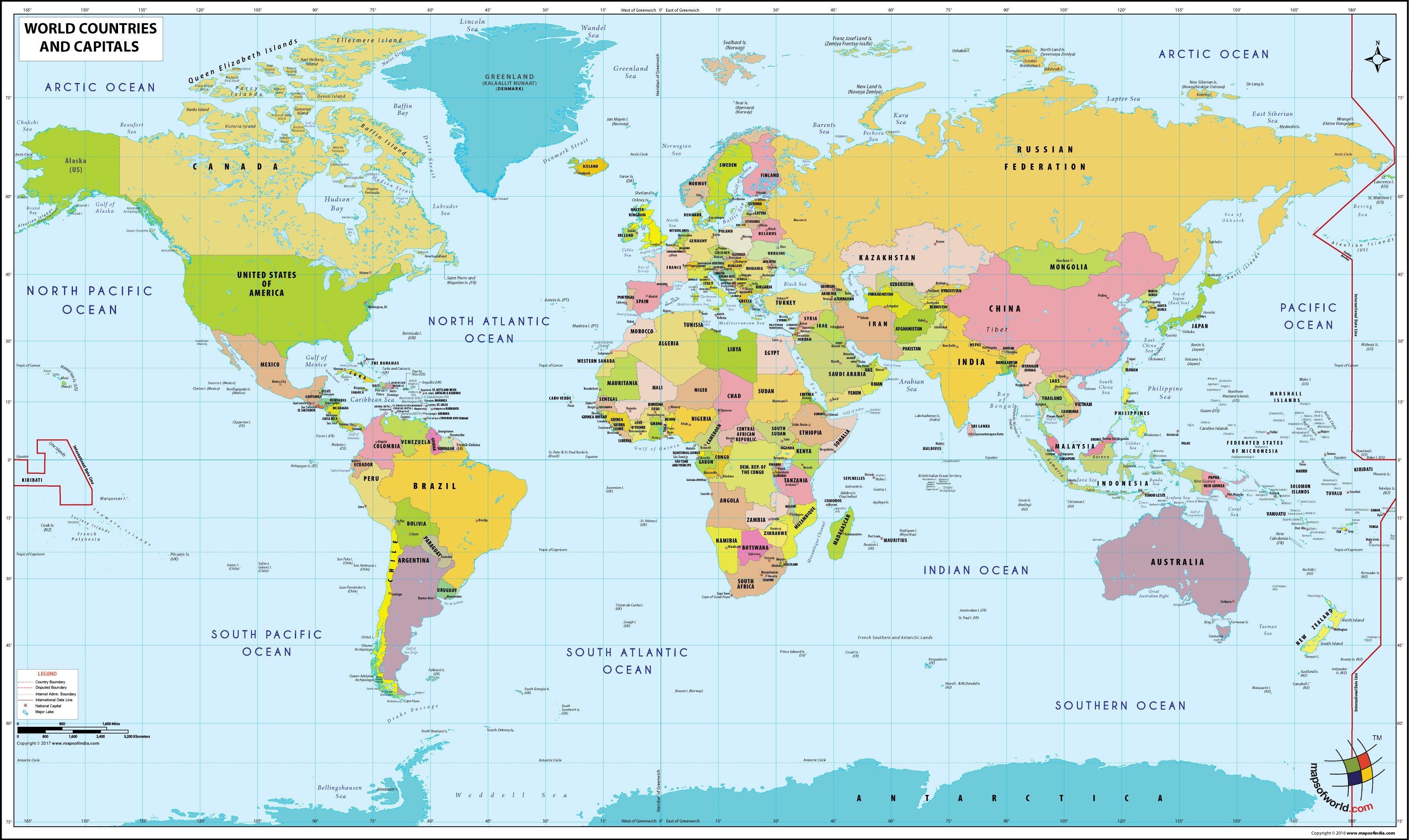 World Map Political Country And Capitals Free Download New World