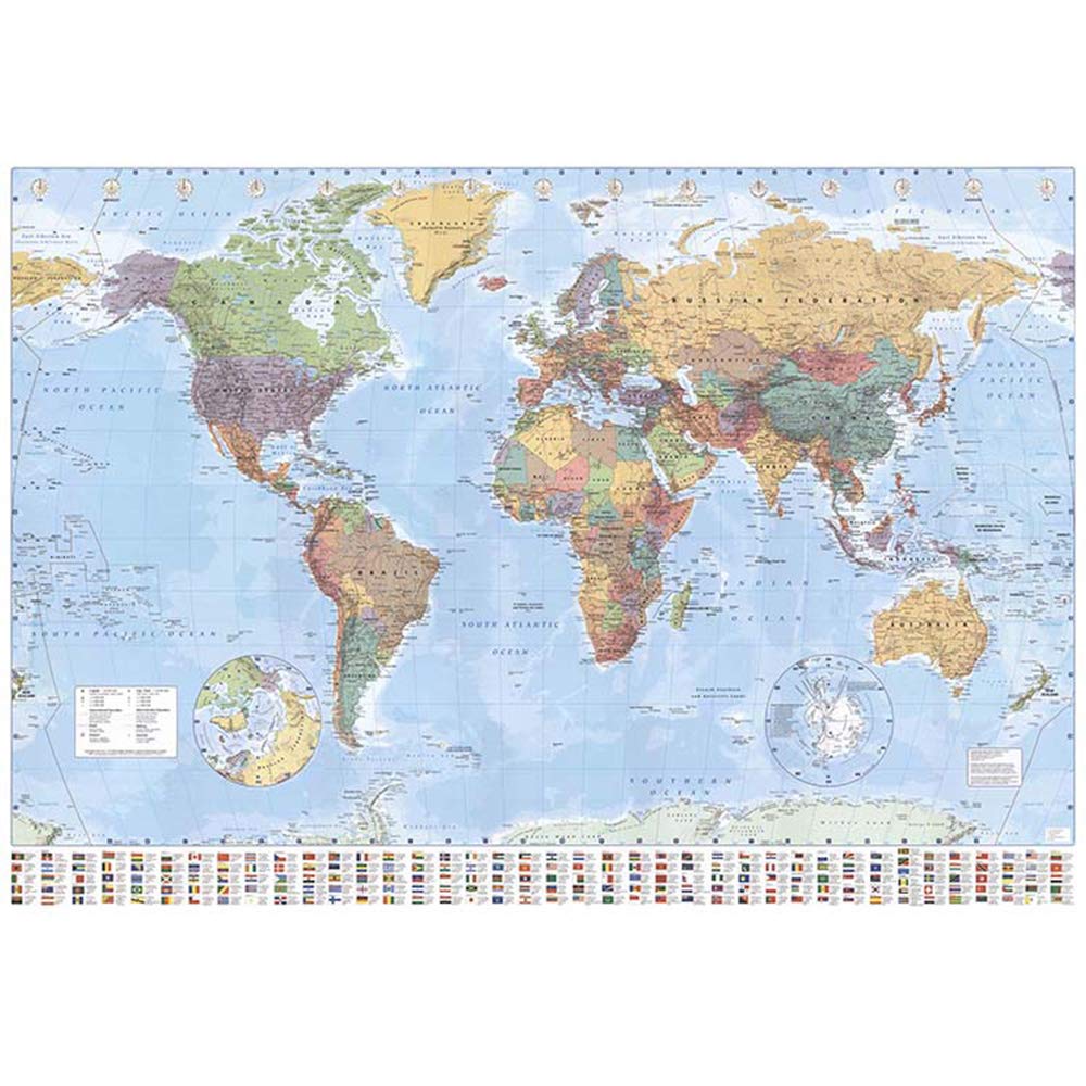 EEKUY Large World Map Tapestry, Poster Wallpaper Map with Time