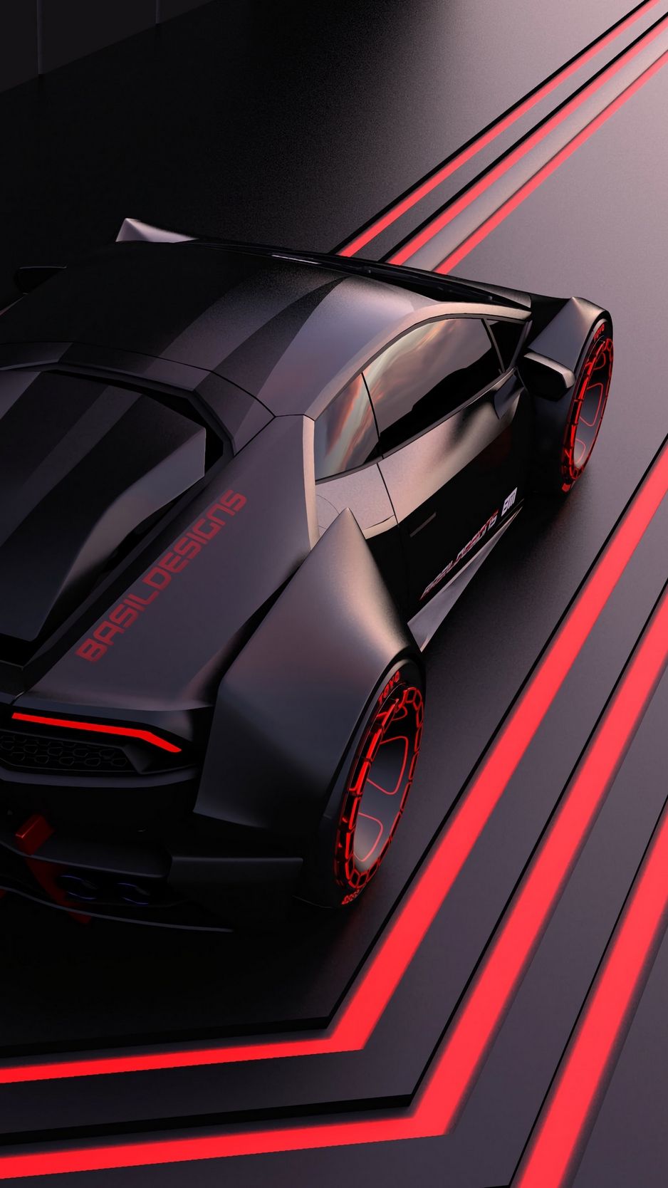 Download wallpaper 938x1668 auto, car, sports, model, black, red