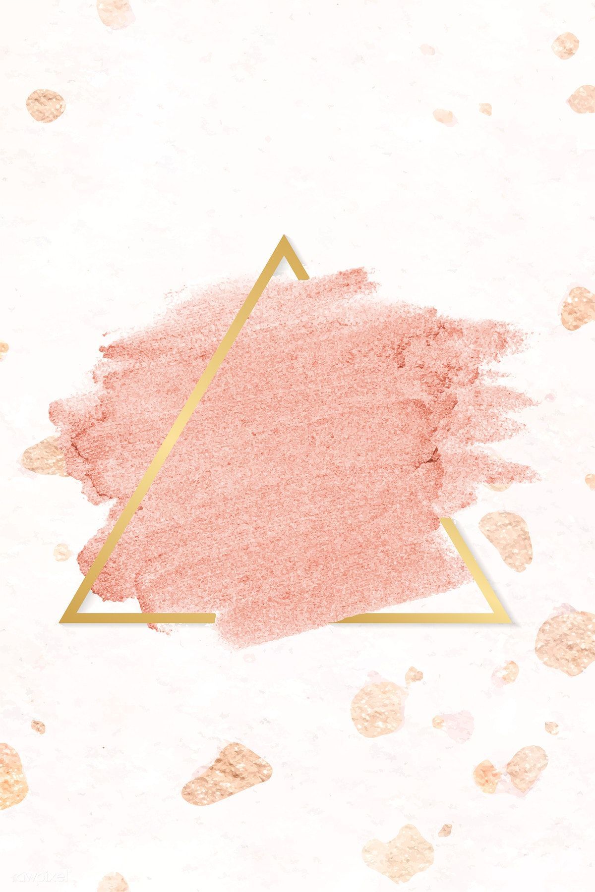 Pastel pink paint with a gold triangle frame on a light pink