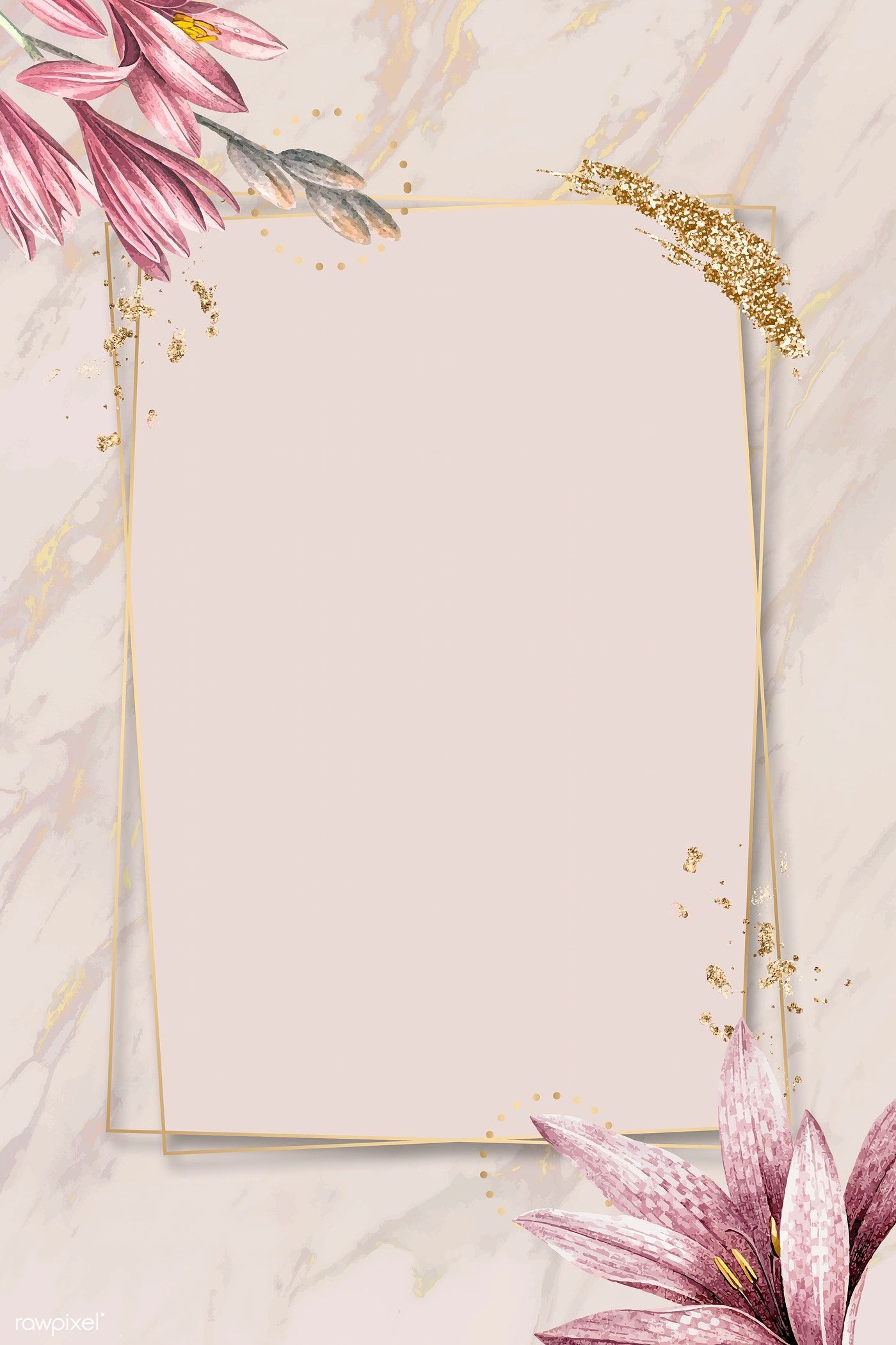 Download premium illustration of Pink amaryllis pattern with gold