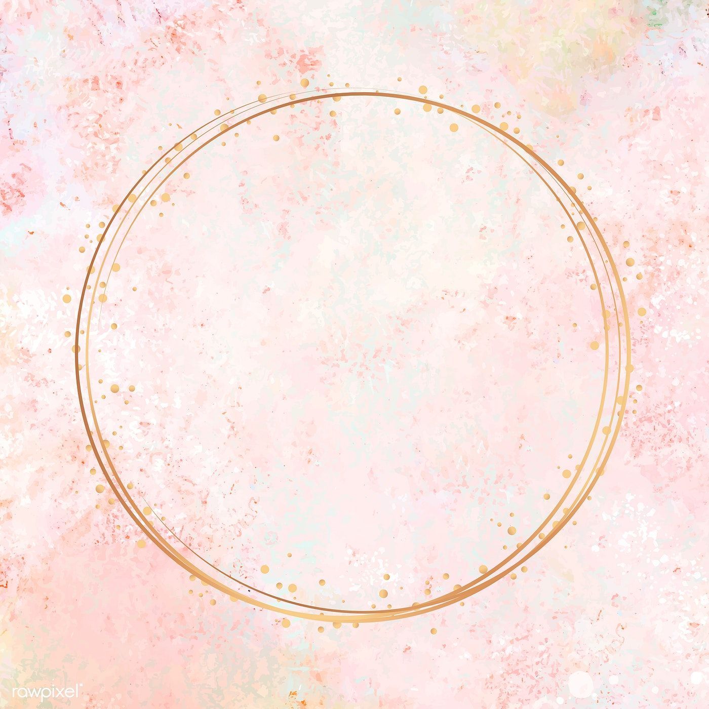 Download premium vector of Round bronze frame on pastel pink oil