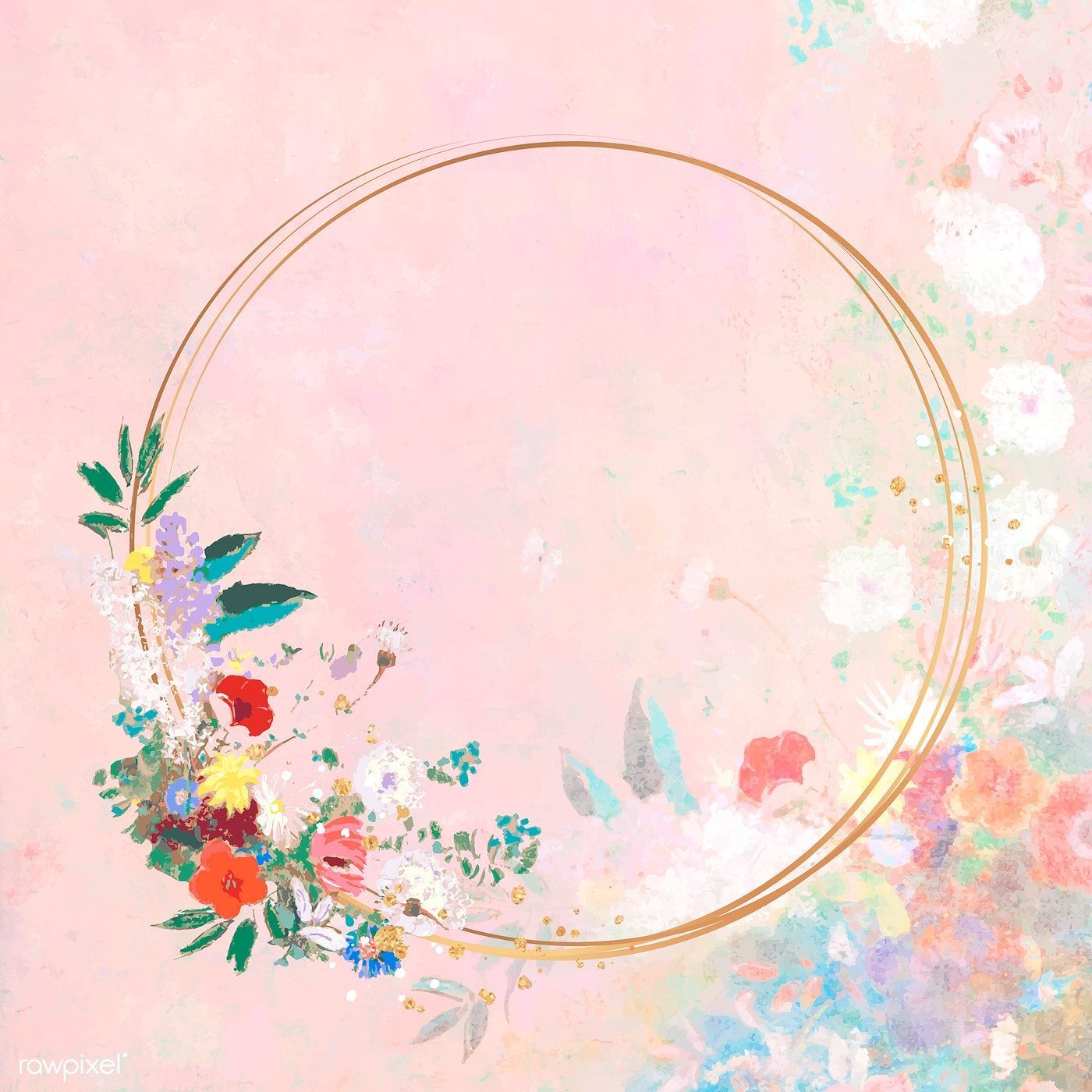 Download premium illustration of Round gold frame on pastel pink
