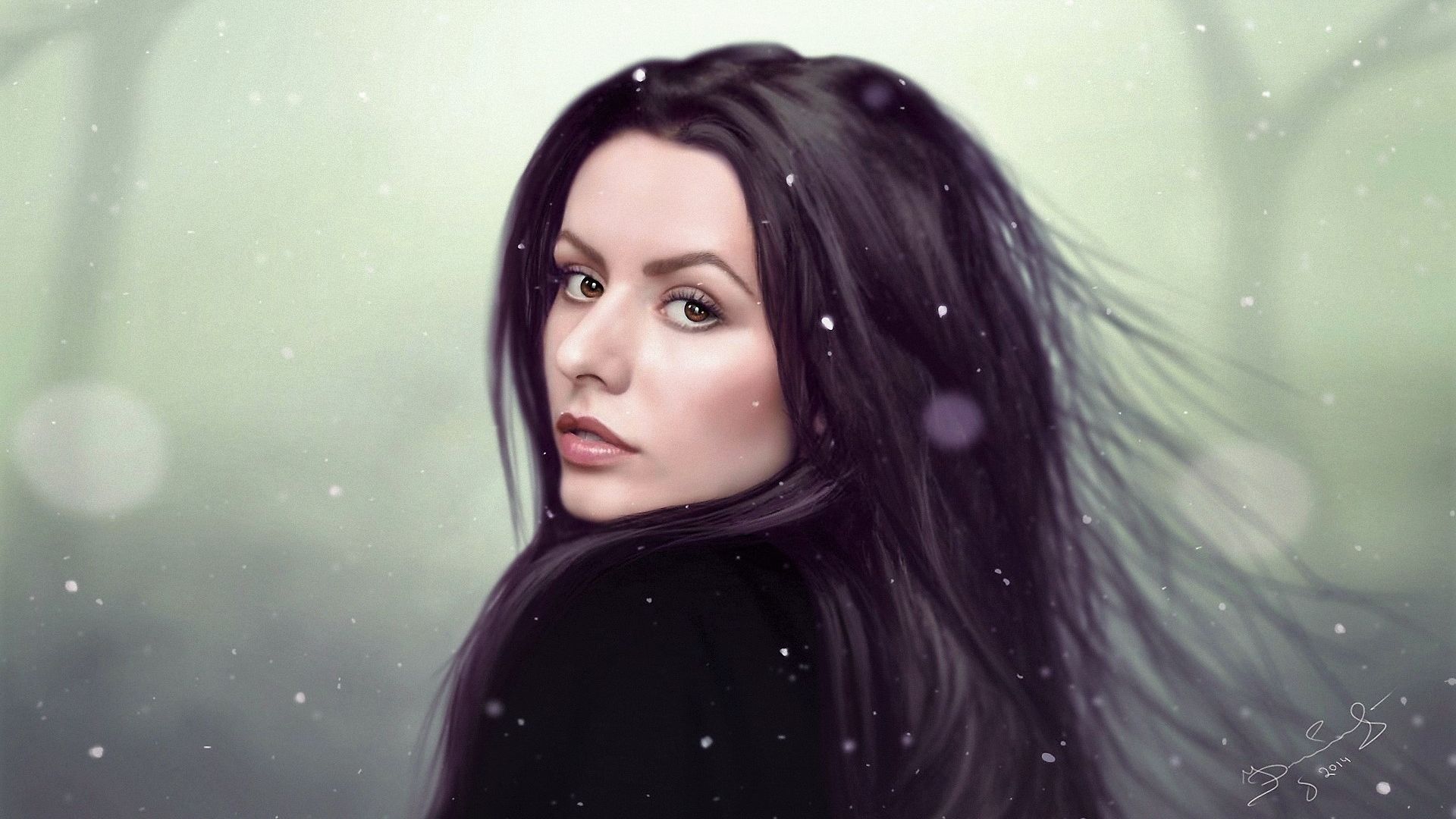 Digital Art Women Long Hair Drawing Face Brown Eyes, HD Artist, 4k
