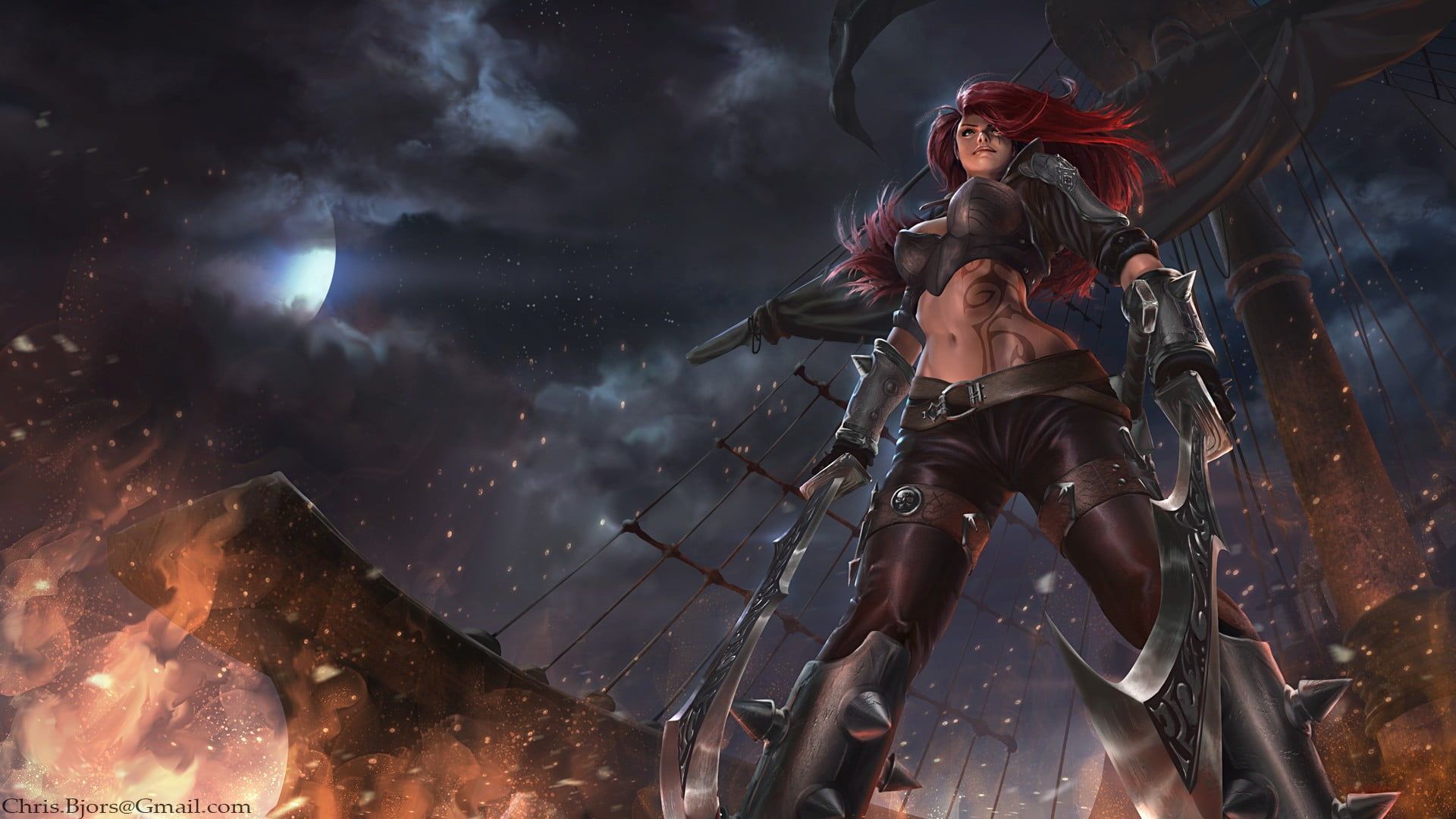 Katarina wallpaper League of Legends video games #redhead #women