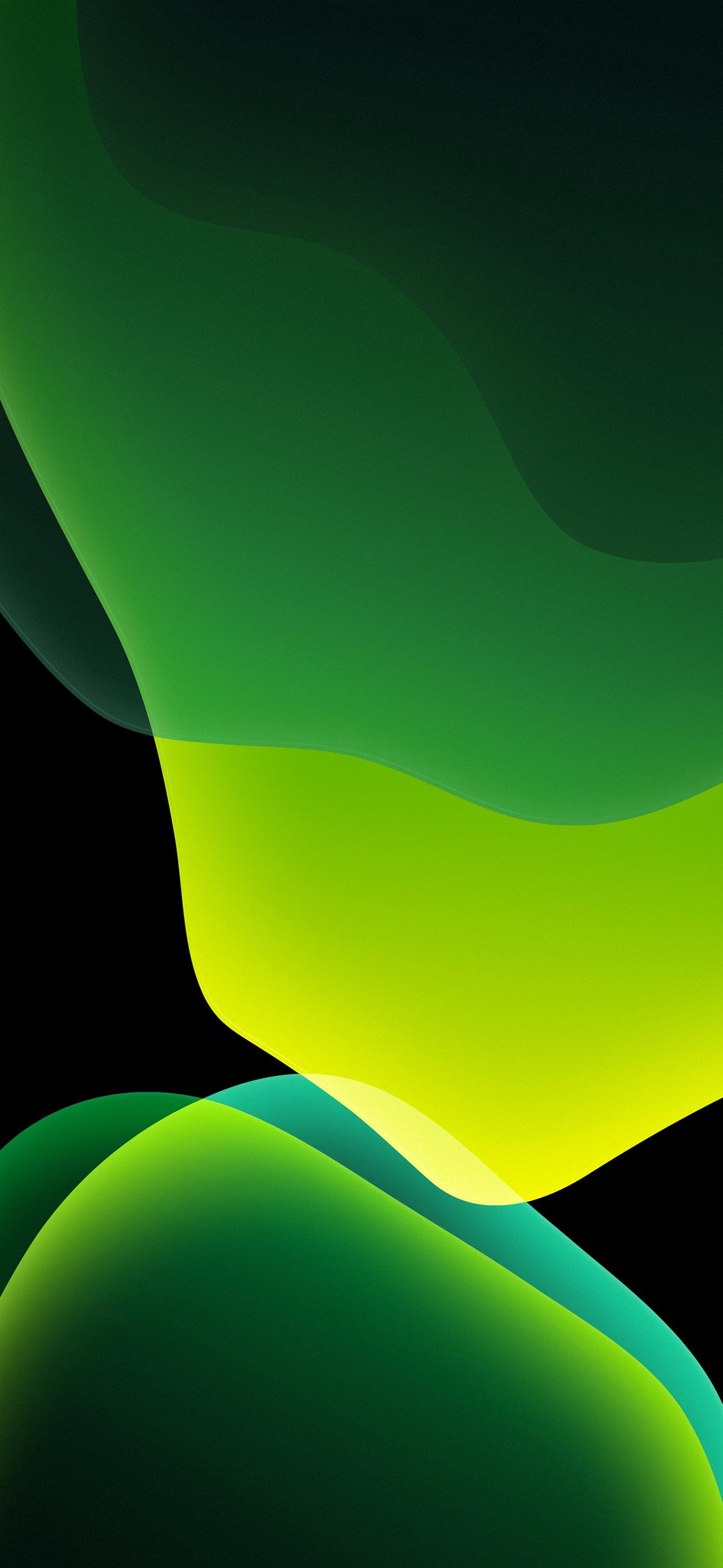 Green iOS 13 Dark mode wallpaper