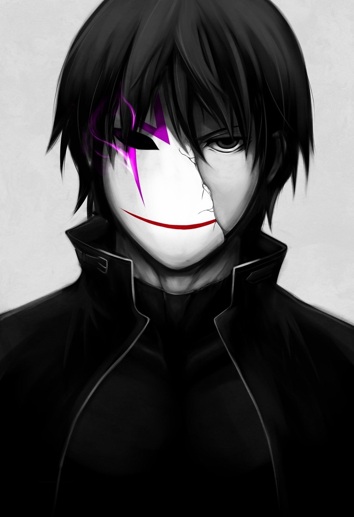 Dark anime boy with mask. Black and white  Dark anime, Cute anime boy,  Cute anime guys