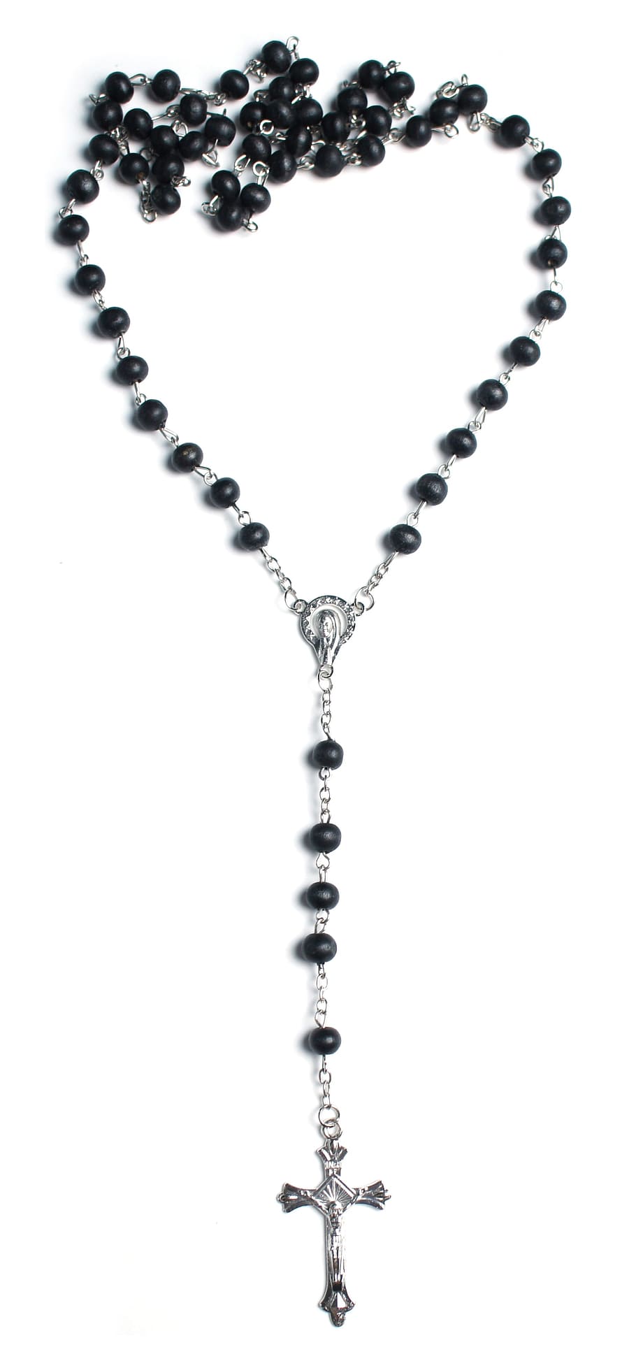 HD wallpaper: black beaded rosary, wooden rosary, silver, plated