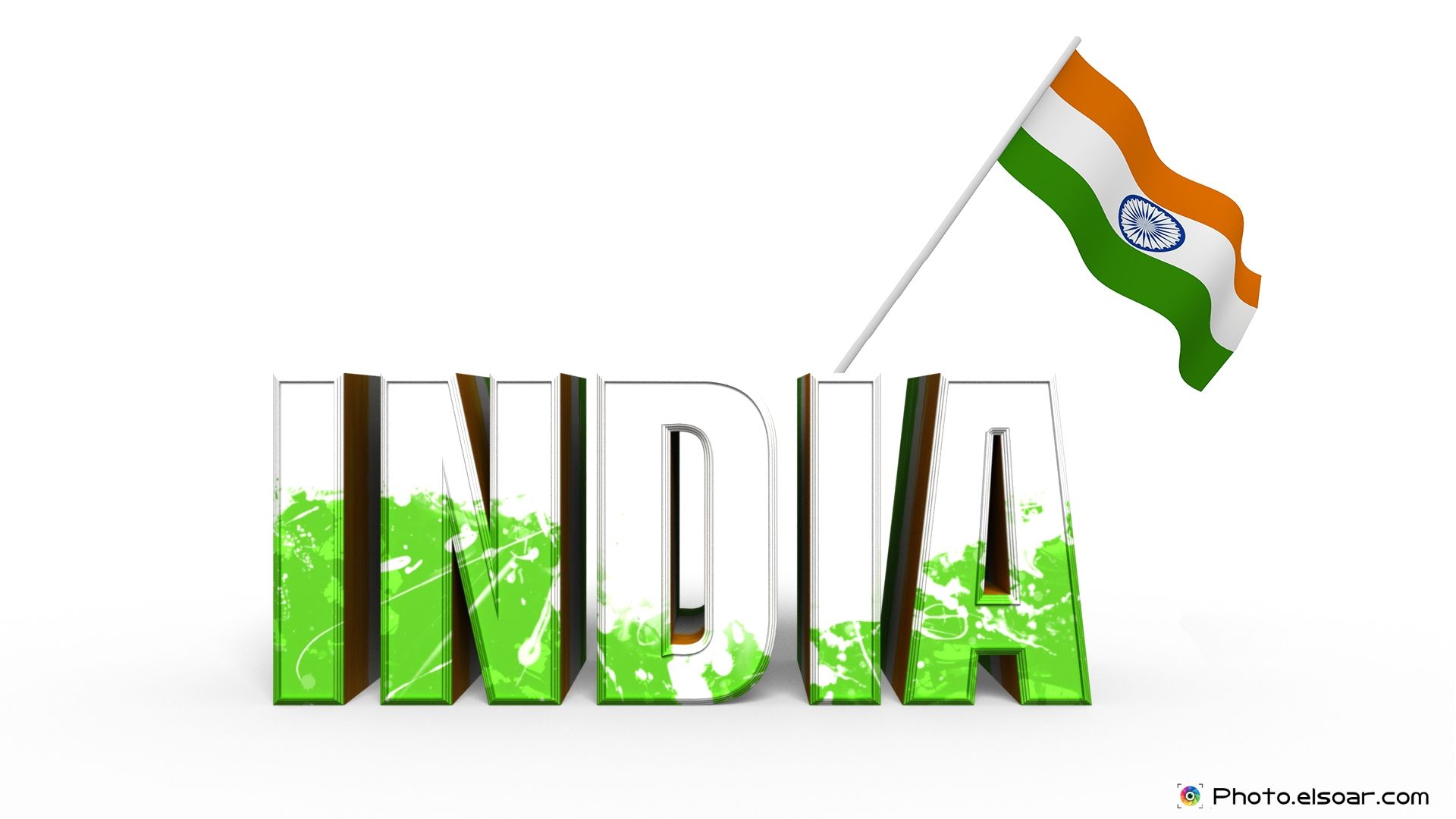 India 3D Text With The Stylish Indian Flag Wallpaper
