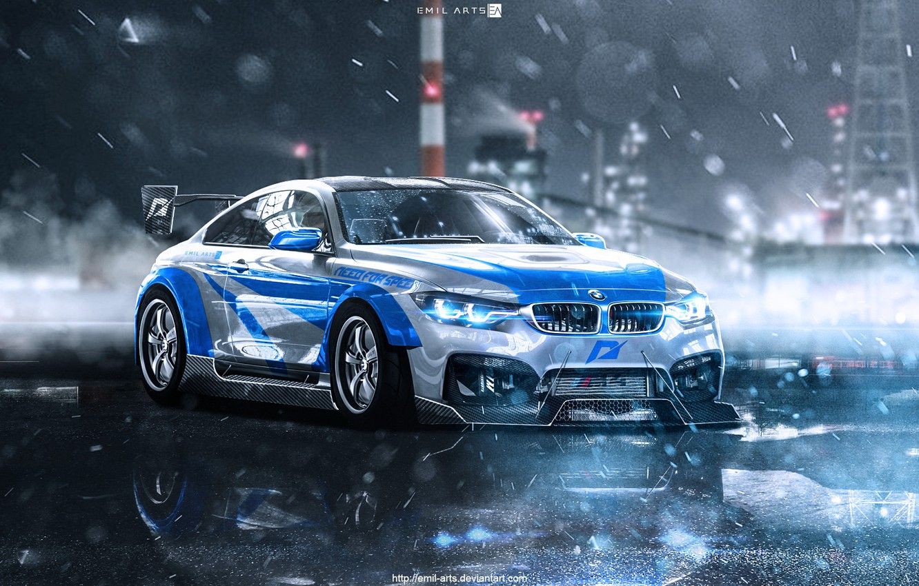 Wallpaper Auto, Night, BMW, Machine, Rain, NFS, Need for Speed