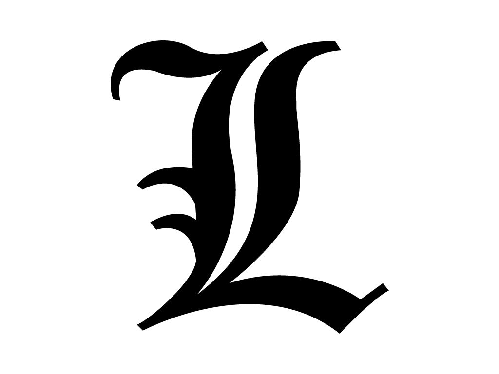 death note l logo monochrome white. konachan.com.com