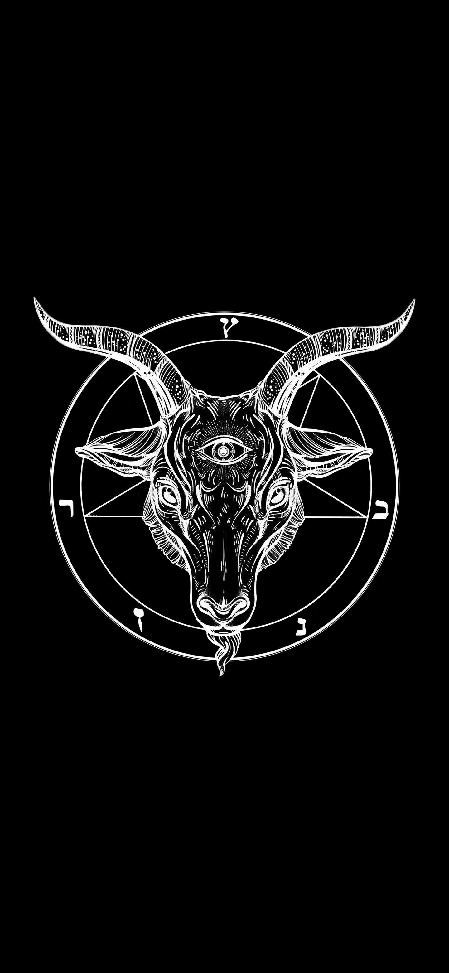 I don't know the original artist but I made a Baphomet wallpaper since I couldn't seem to find any I liked. 3120x1. Satanic art, Goth wallpaper, Gothic wallpaper