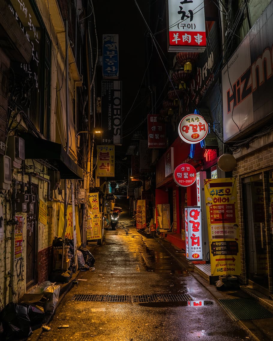 street, korea, seoul, night, neon, city .wallpaperflare.com