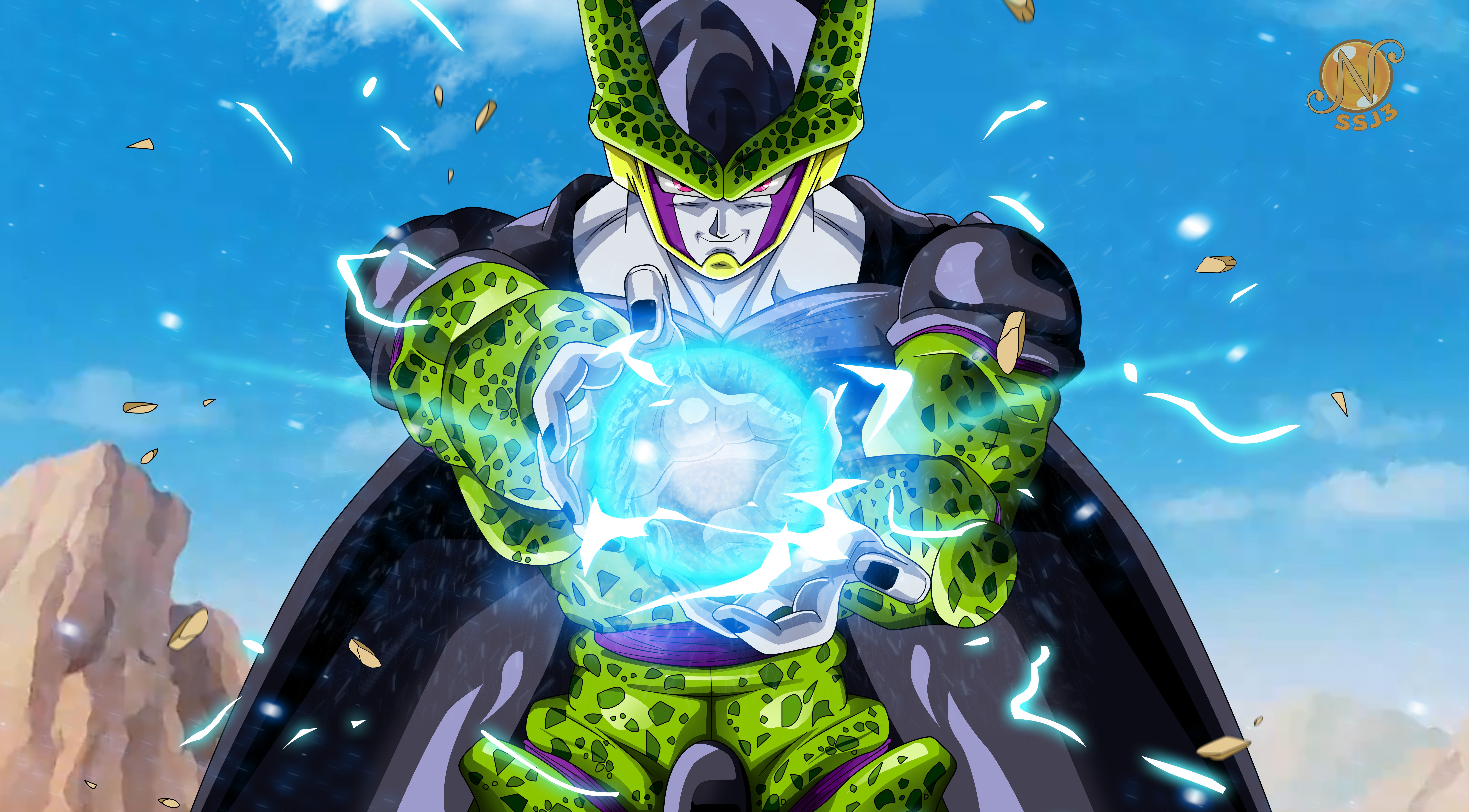 Cell Unleashed: 8K Ultra HD Dragon Ball Z Anime Wallpaper