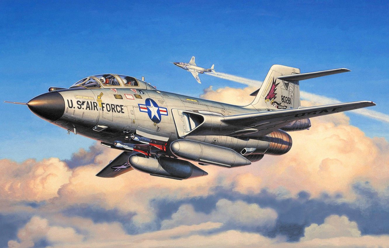 Wallpaper war, art, airplane, painting, aviation, jet, McDonnell F