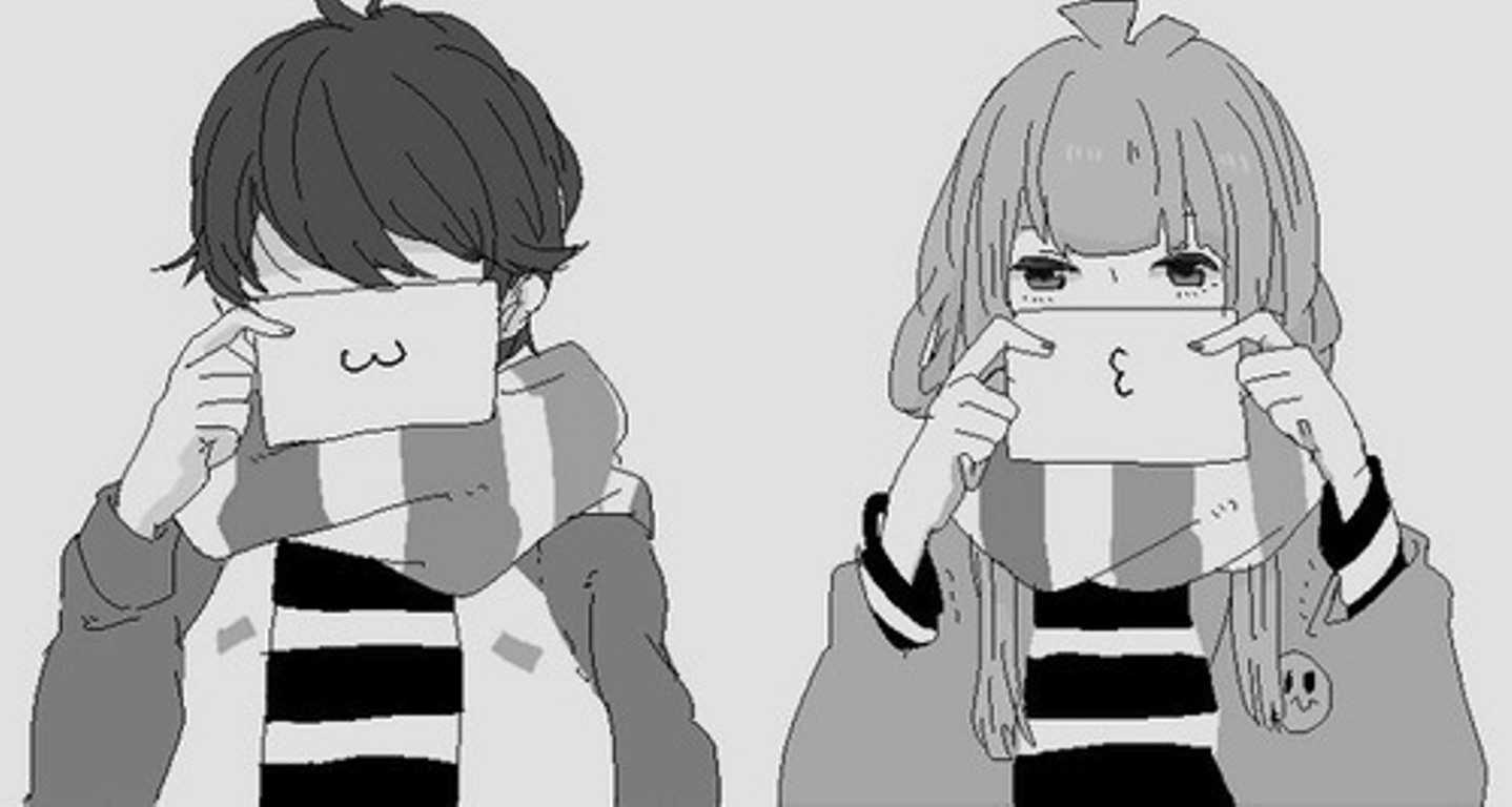 Anime Couple Black And White Wallpaper