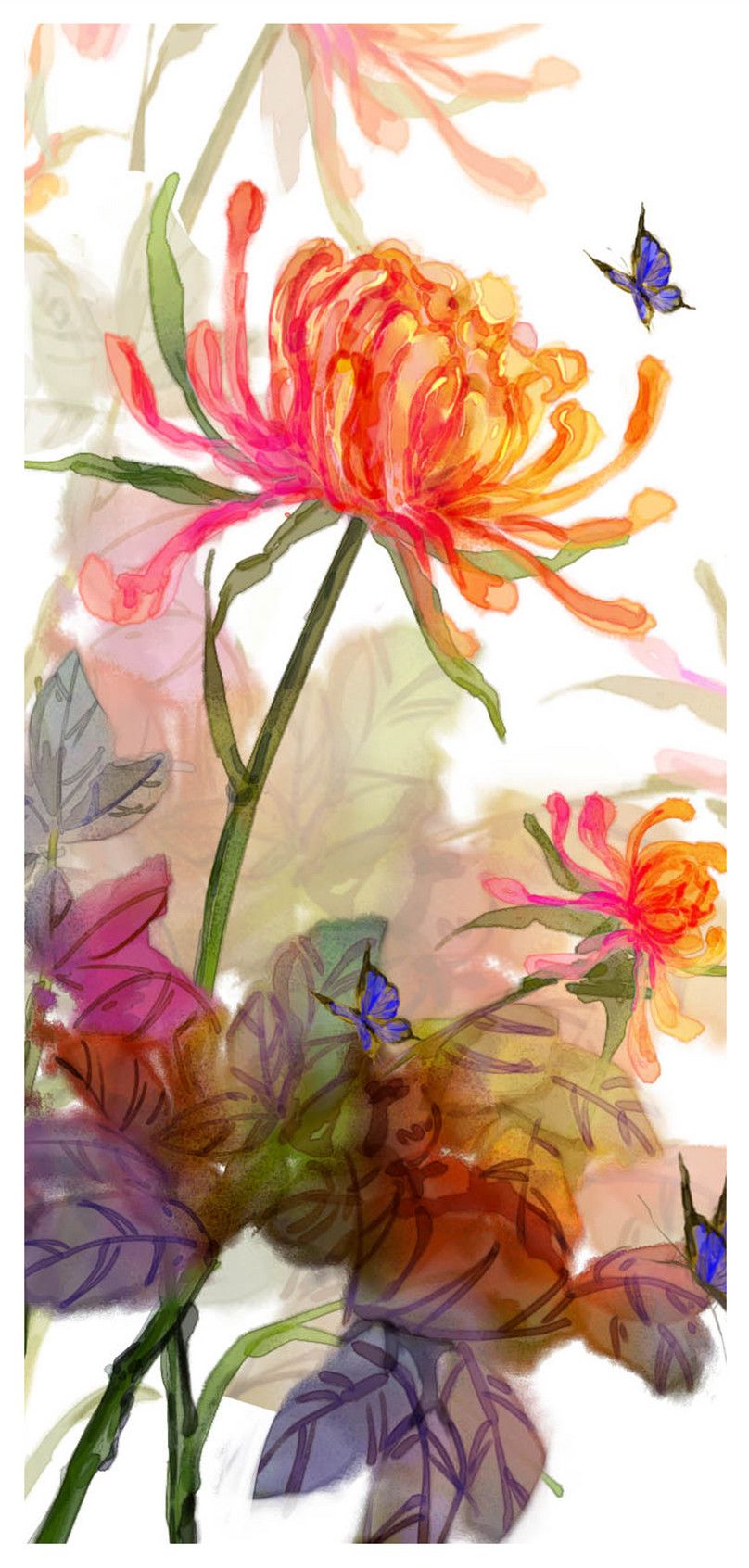 ink flower mobile wallpaper background image free download