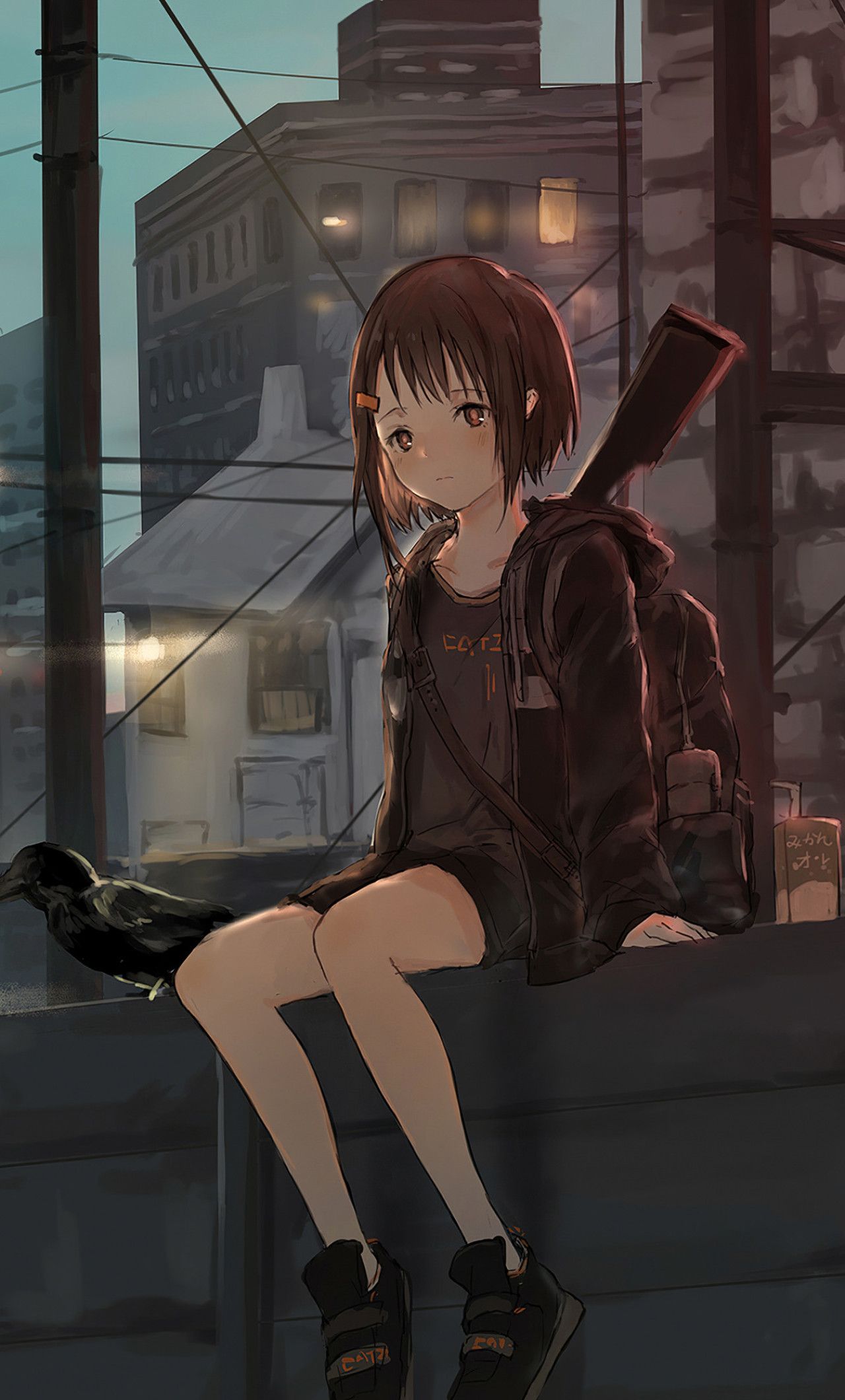 1280x2120 Anime Girl Sitting Alone Roof Sad 4k iPhone 6+ HD 4k
