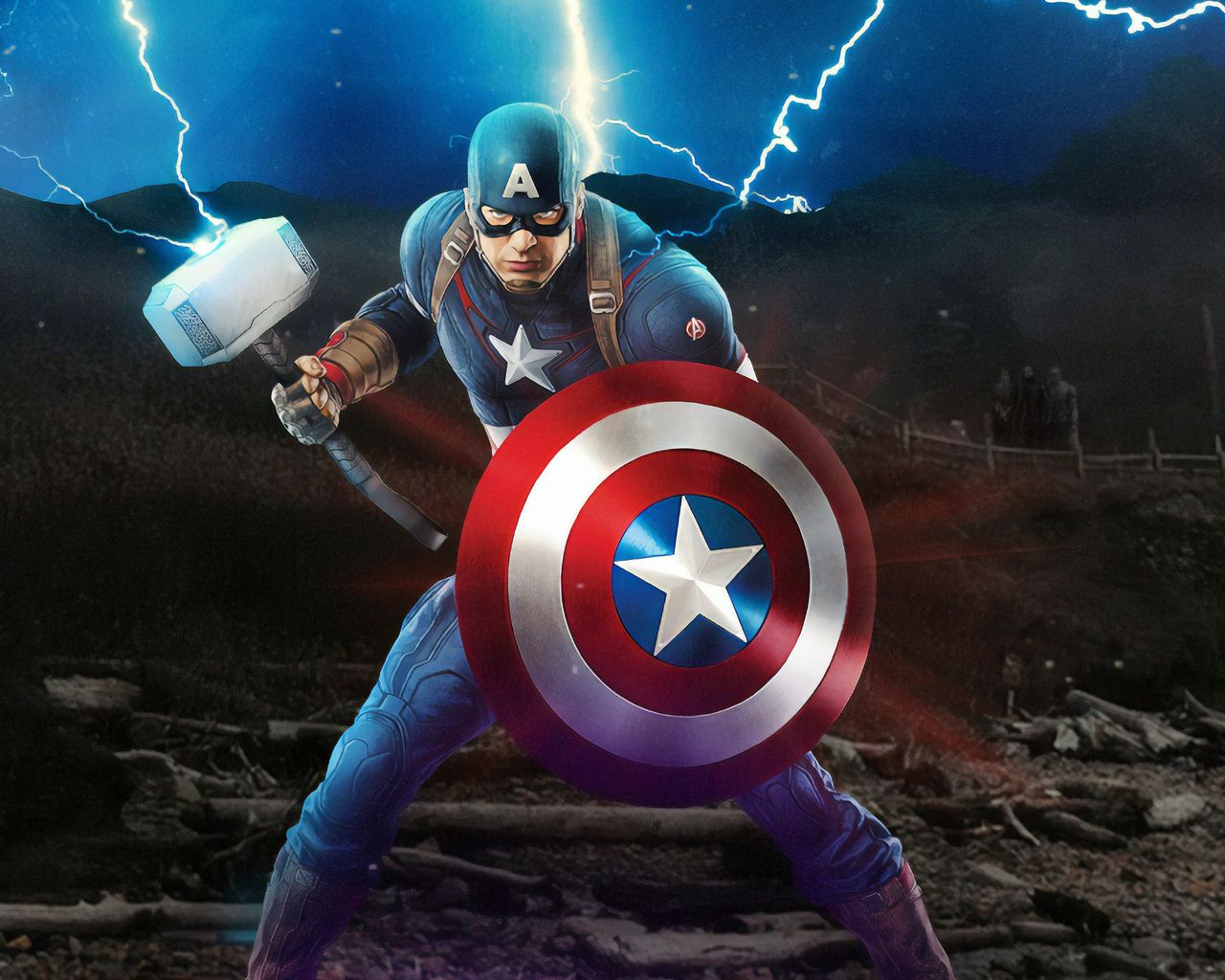 Captain America Mjolnir Avengers Endgame 4k Artwork