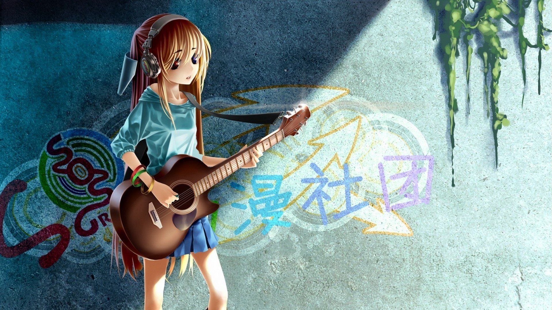 Heterochromia guitars anime anime girls original characters