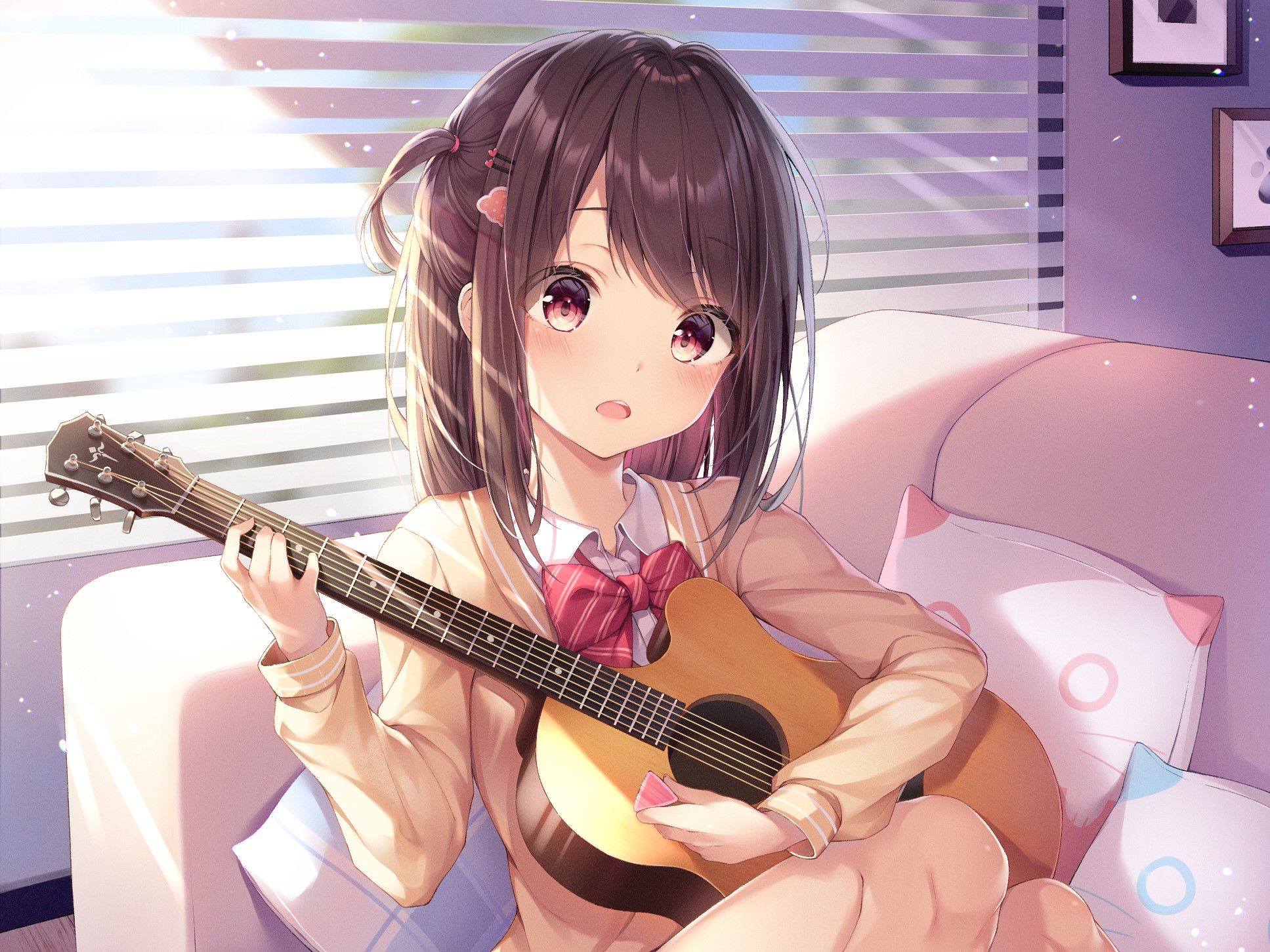 Female Anime Character With Guitar - Anime Wallpaper HD