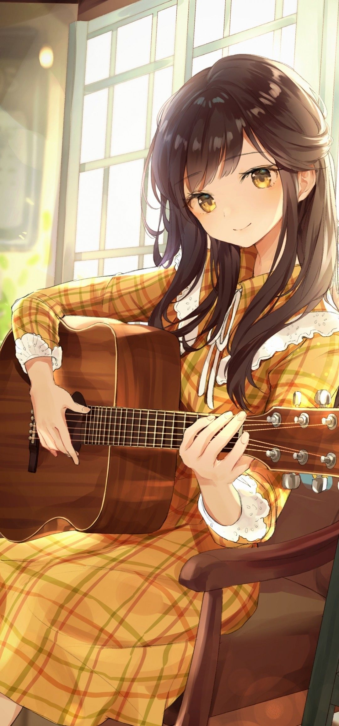 Anime Girl, Playing Guitar, Instrument, Music, Cute