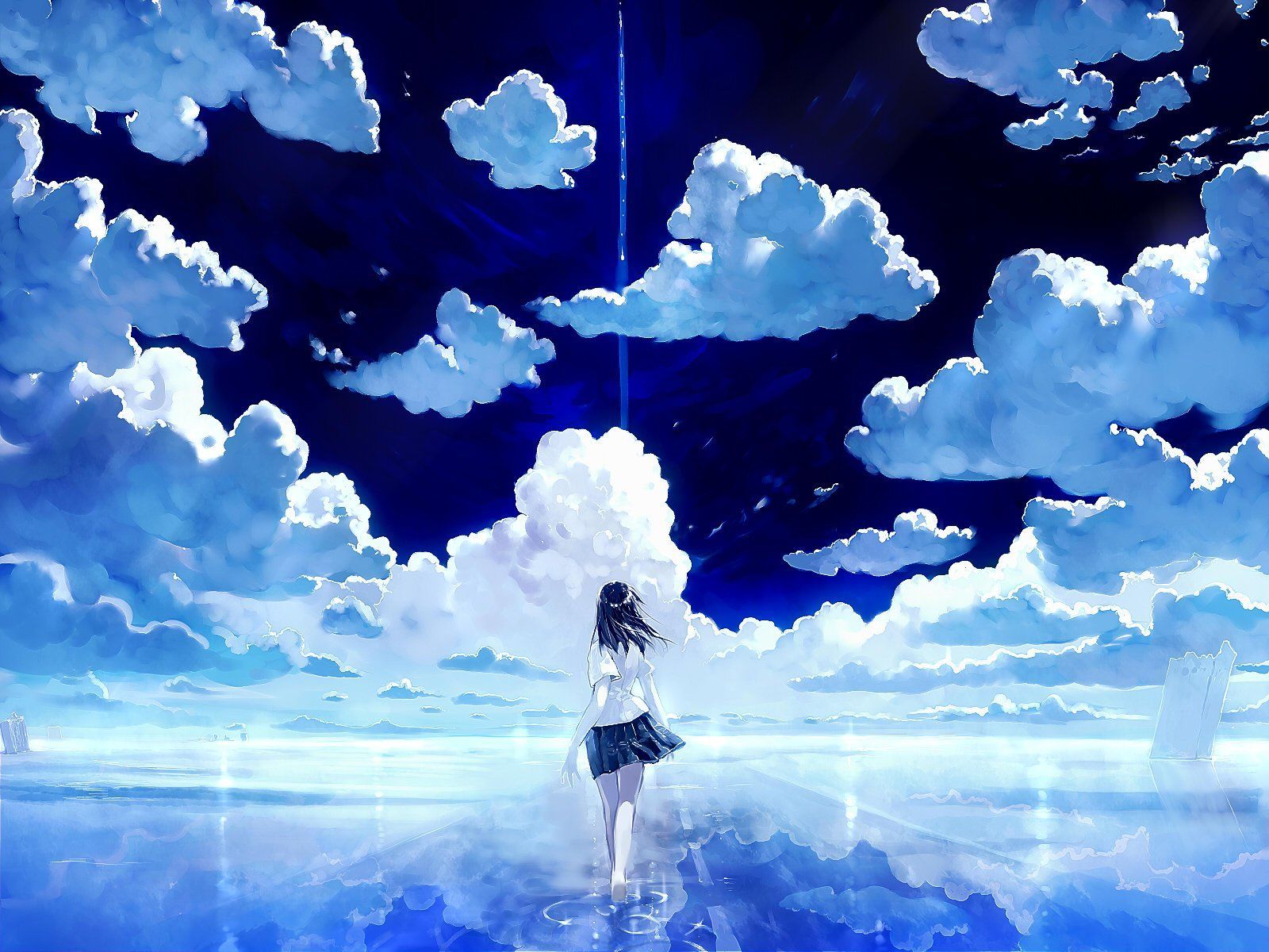Cloud blue sky anime 4K wallpaper download