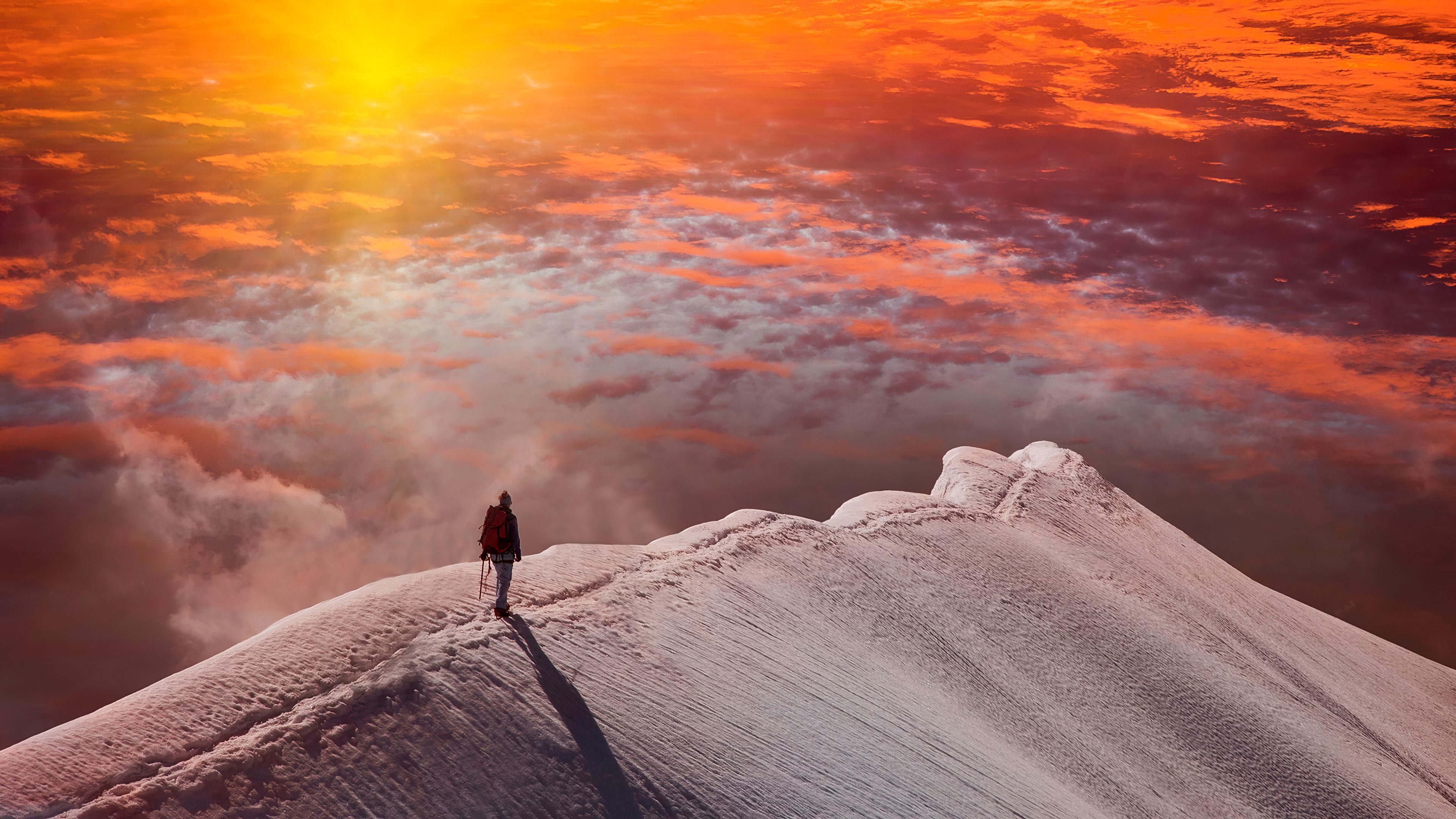 Man at the top of a mountain Wallpaper 4k Ultra HD