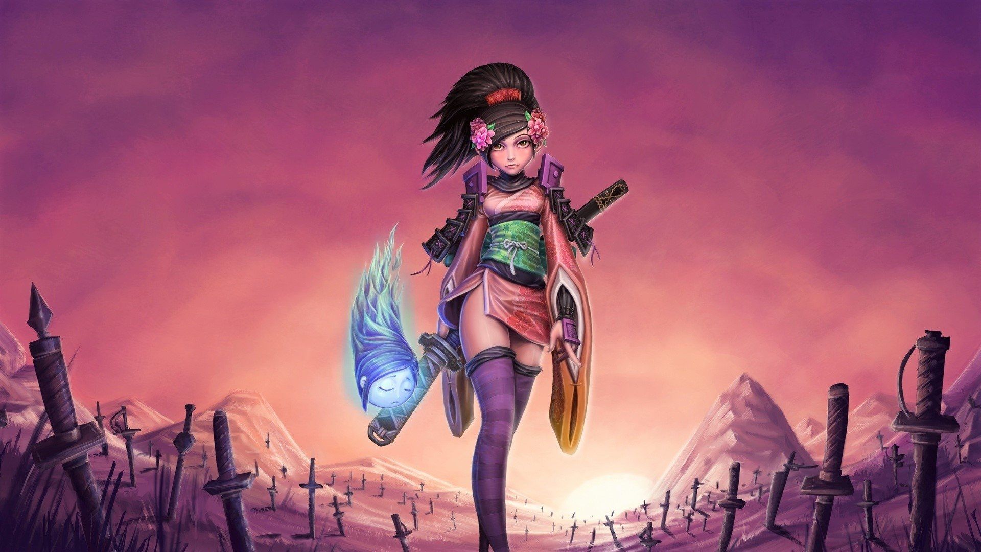 Anime Warrior Girl HD Wallpaper. Background Imagex1080
