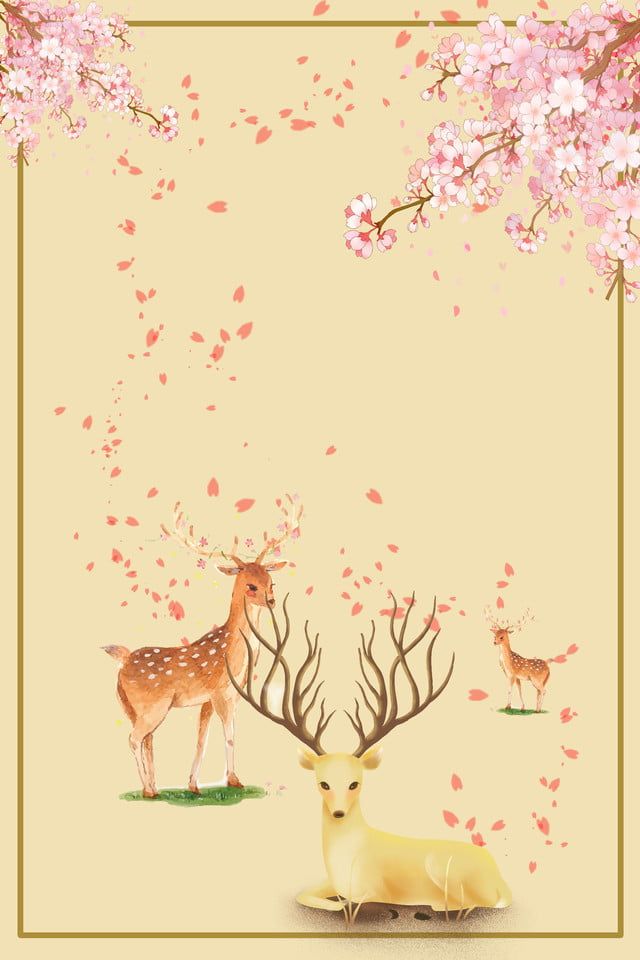 Japanese Fawn Poster Background, Spring Poster, Easter Poster