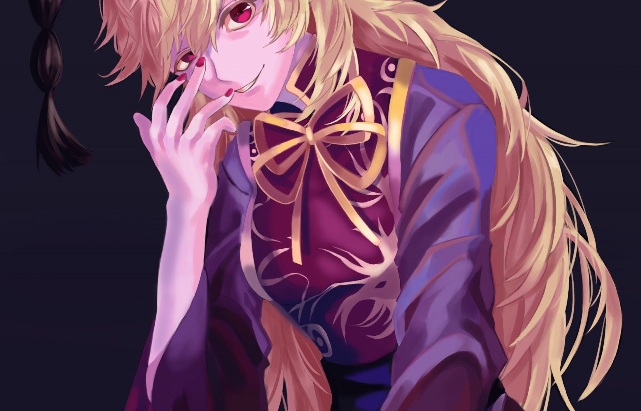 Download 2048x1315 Touhou, Junko, Red Eyes, Blonde, Scary Anime