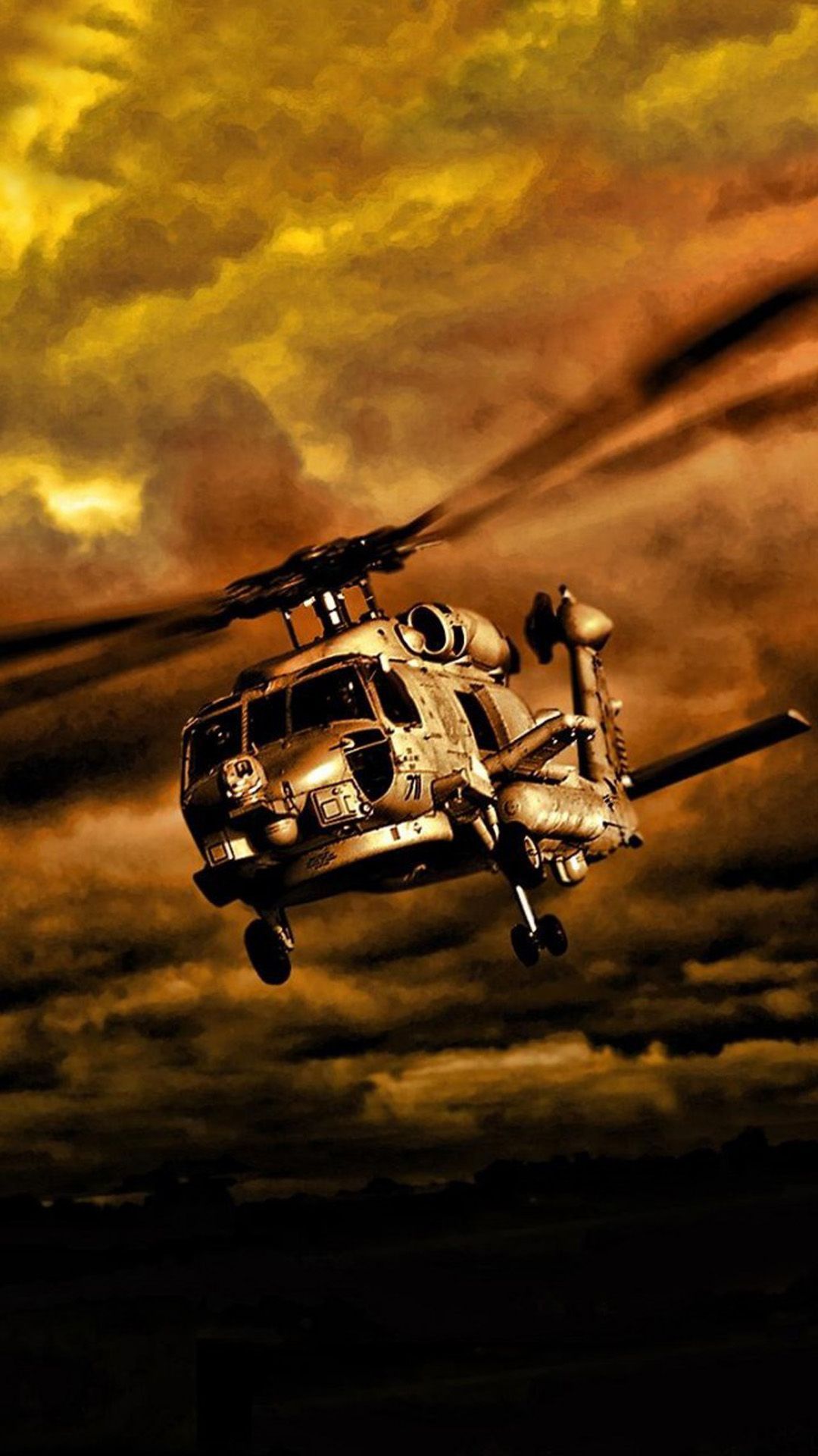 War Helicopters In Cloudy Sky iPhone 8 Wallpaper