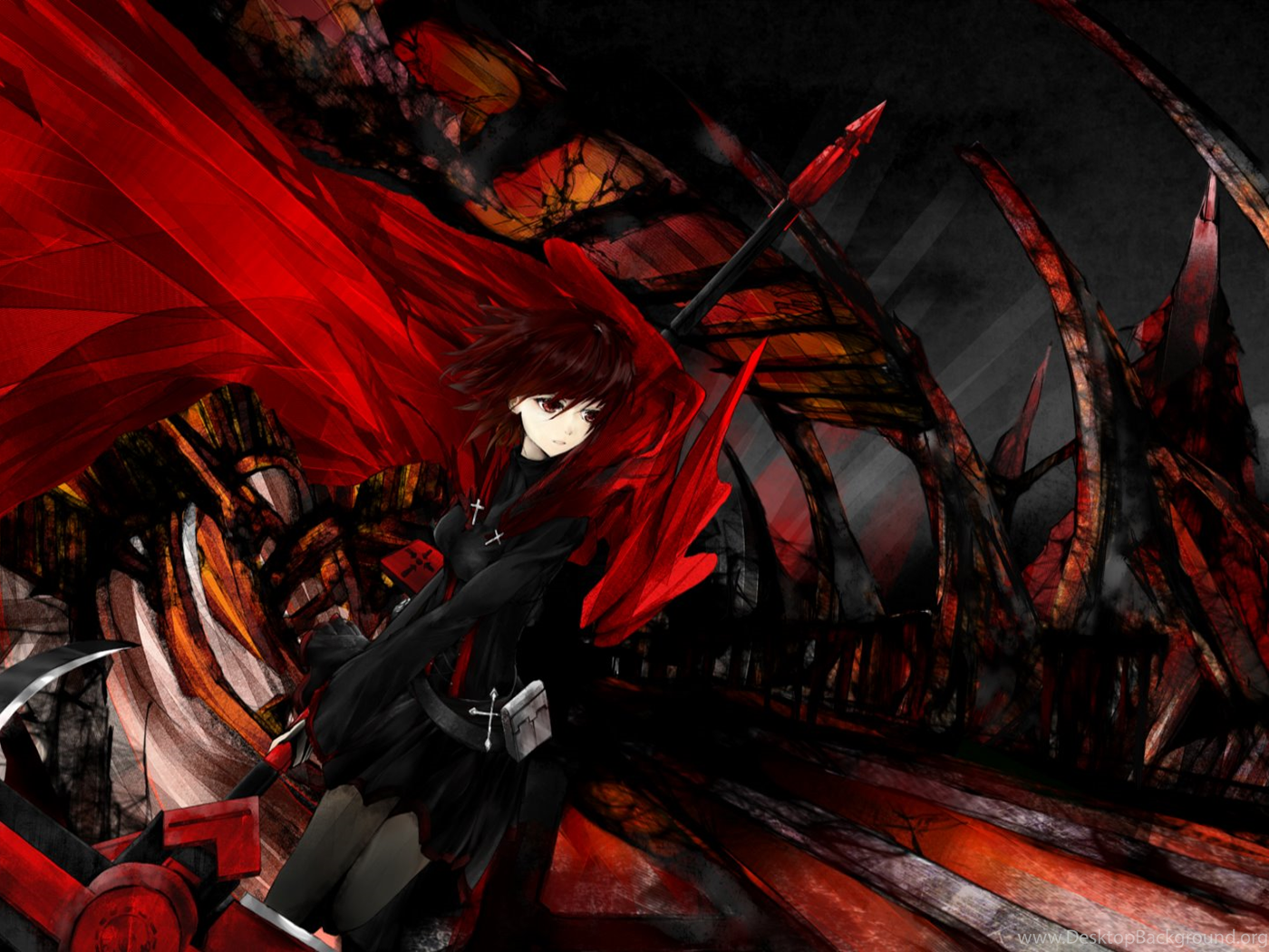 RWBY, Ruby Rose, Red, Black, Rooster Teeth, Anime Girls Wallpaper