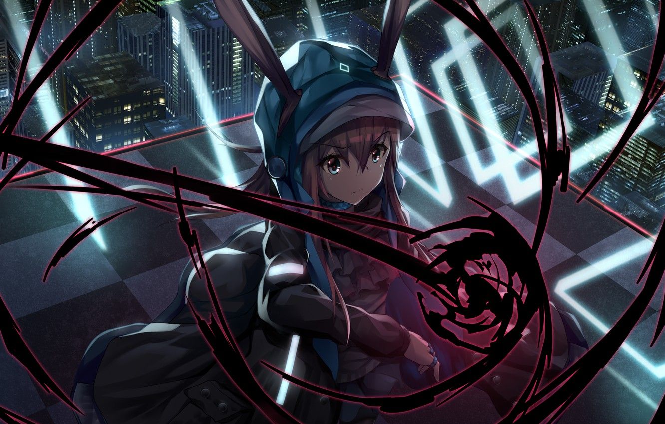 Wallpaper girl, the city, magic, Arknights, Amiya image