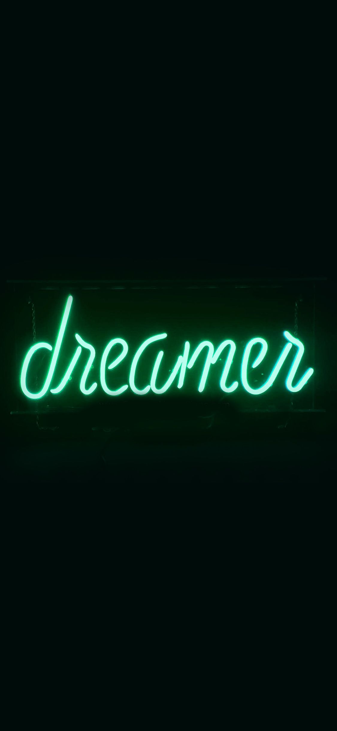 Dreamers Neon Sign Dark Illustration Art Green