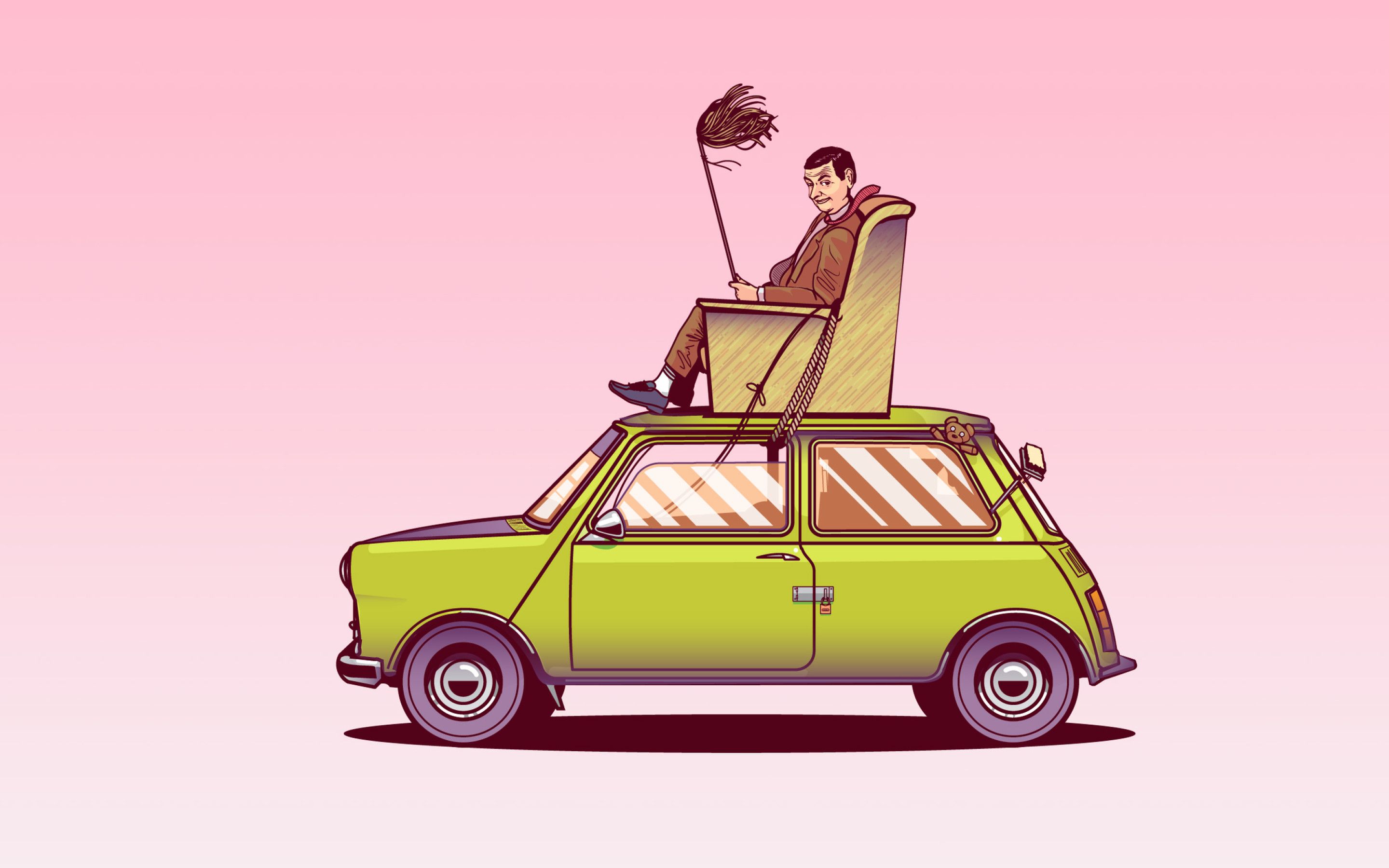 Mr Bean Sitting On Top Of His Car Vector Art Macbook Pro