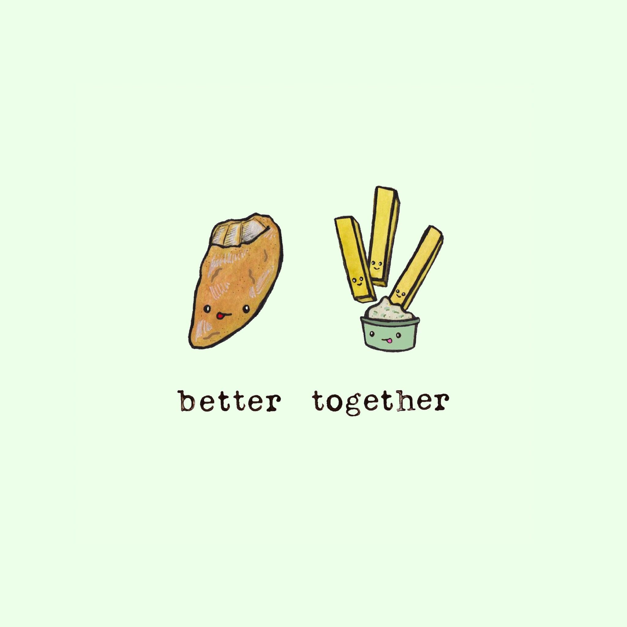Potato & Dip. Better together, Cute wallpaper, Cute background