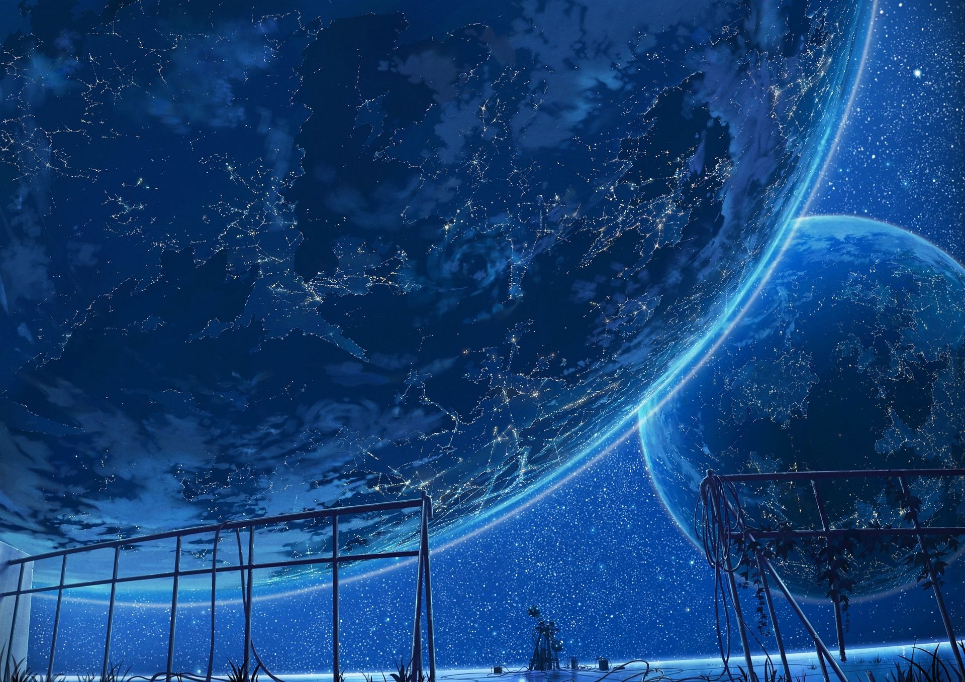 Wallpaper Anime Of The City On A Clear Night Sky With The Sky Background,  3d Abstract Space Scene With Fictional Planet, Hd Photography Photo  Background Image And Wallpaper for Free Download