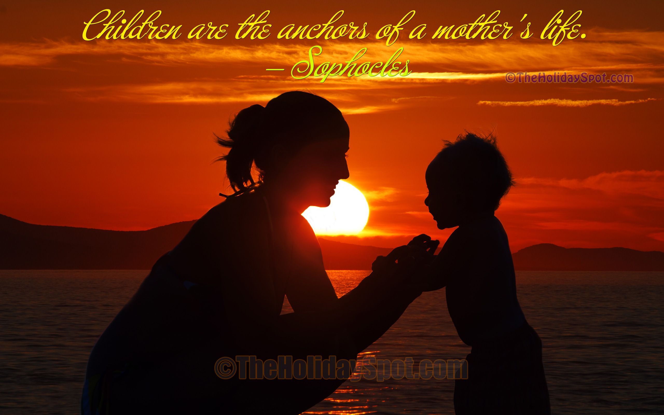 Mother And Her Child At Sunset, HD Wallpaper