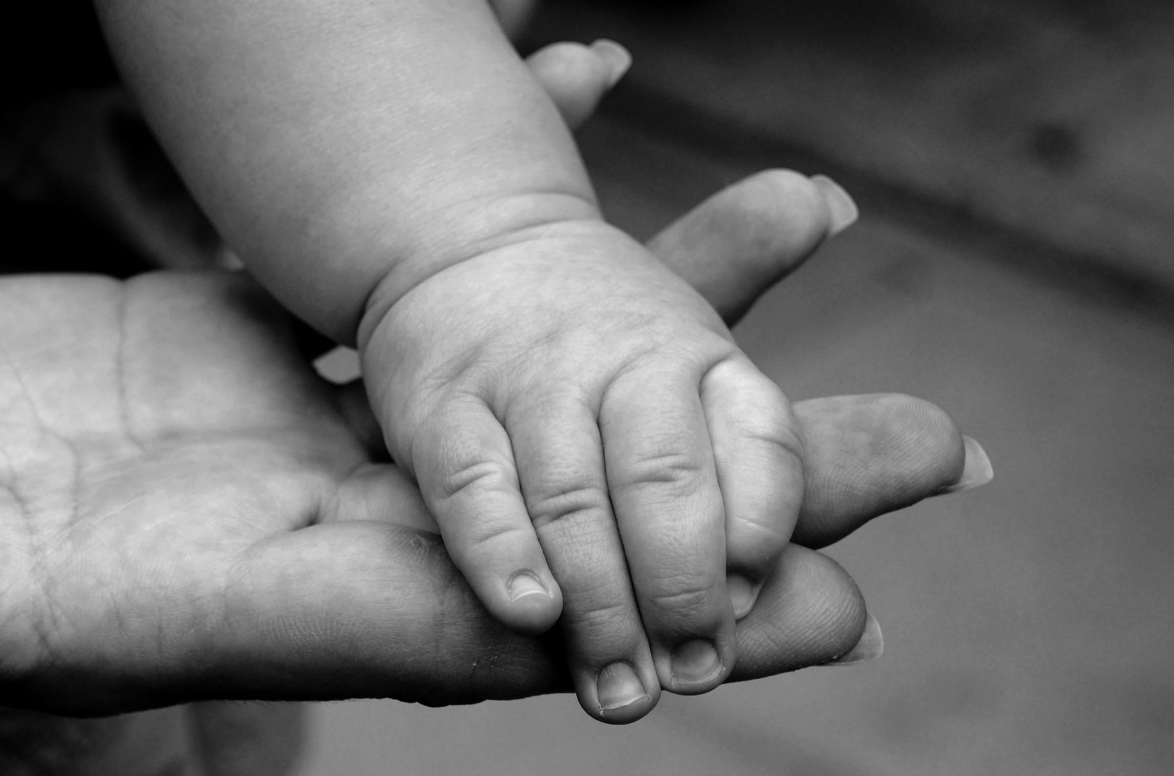 Mother and child hands, child, black and white, hands, family, HD