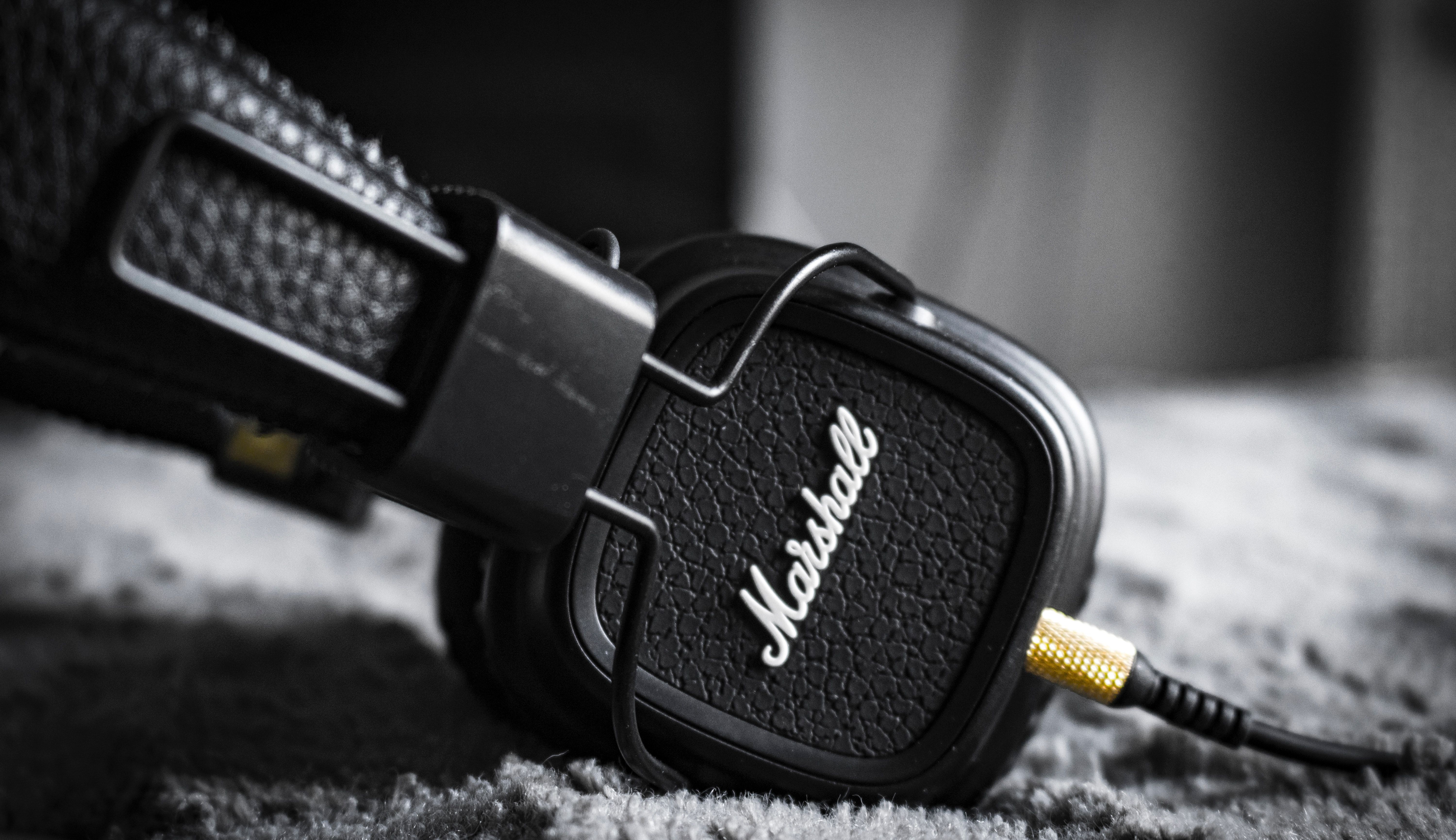 Selective Focus Photography of Marshall Corded Headphones · Free