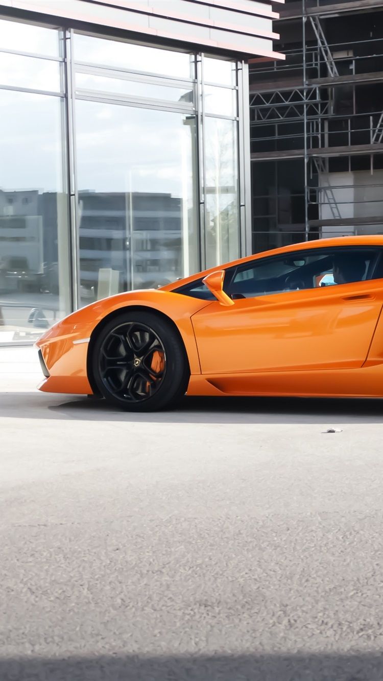 Lamborghini Aventador LP700 4 Orange Supercar Side View 750x1334