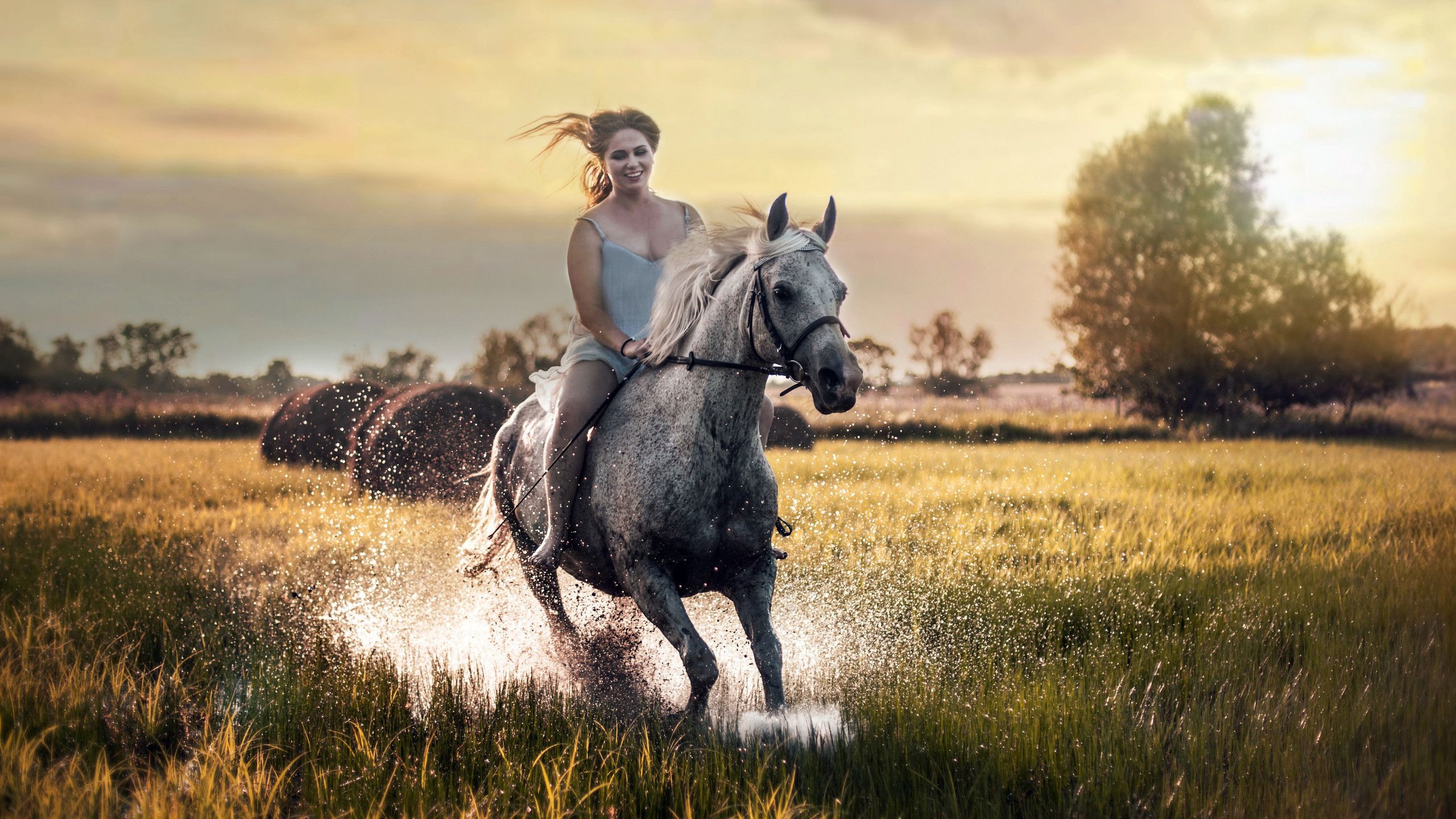 Happy Girl Riding Horse 1440P Resolution HD 4k