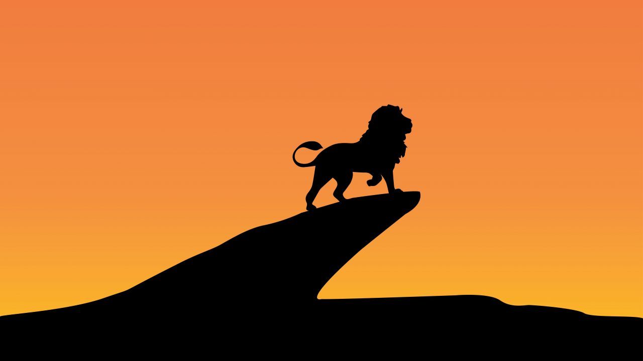 Wallpaper Lion King, Silhouette, Sunset, 4K, 8K, Minimal
