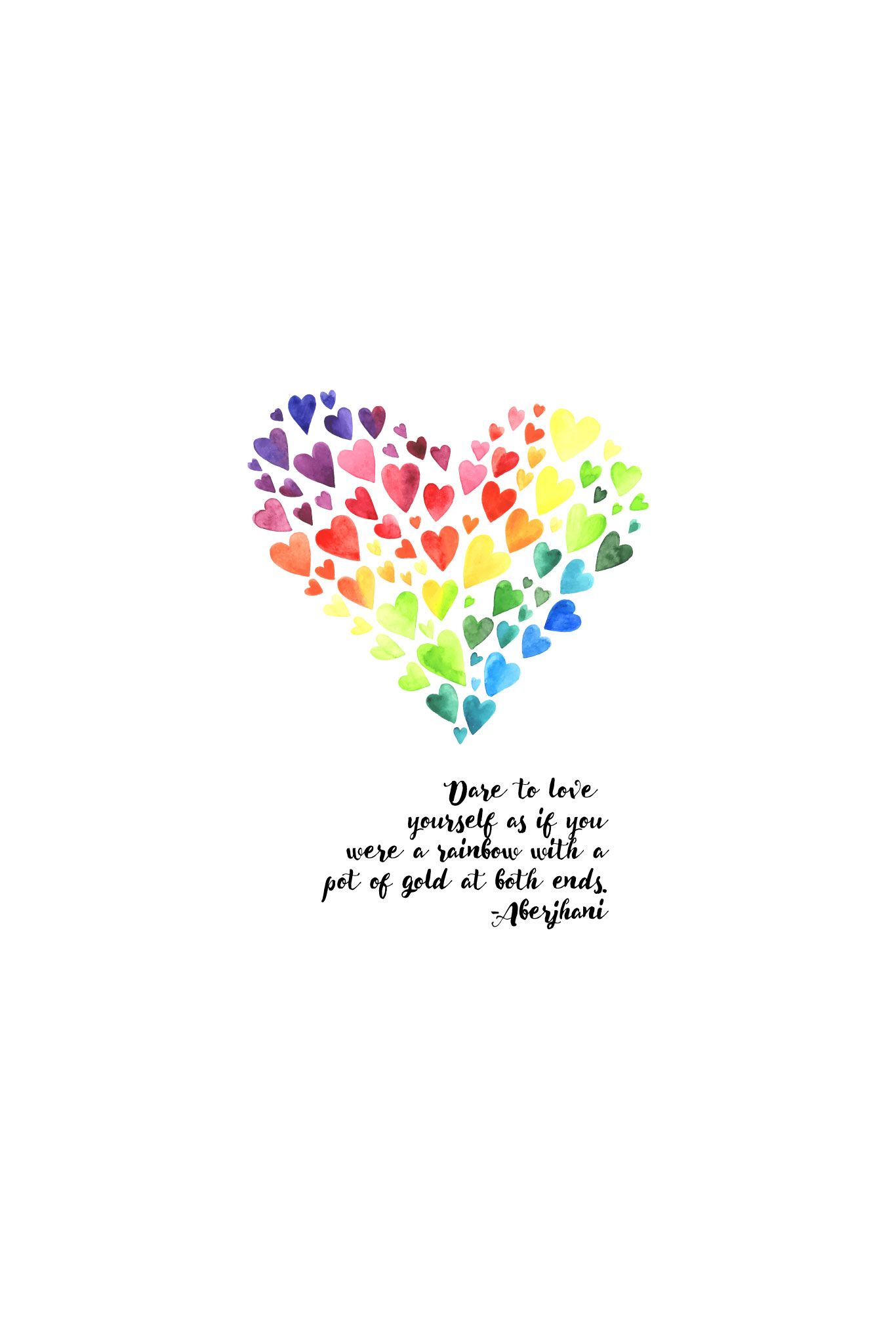 Rainbow Hearts Digital Wallpaper