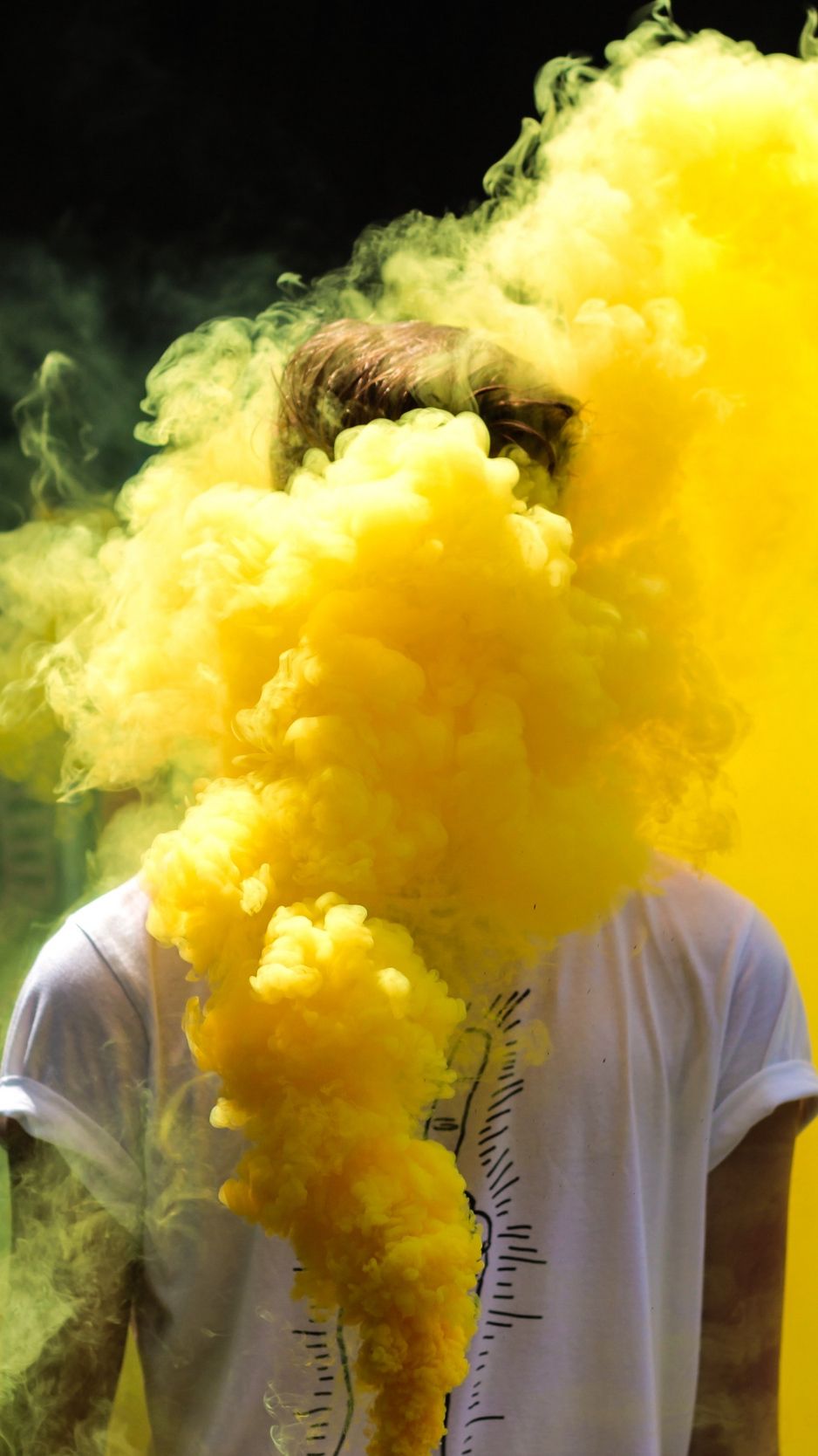 Wallpaper Man, Colored Smoke, Yellow, Clots Yellow Colour
