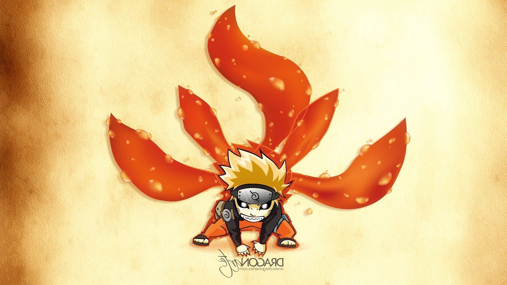 anime, Naruto Shippuuden, Uzumaki Naruto, Kyuubi, Chibi Wallpaper