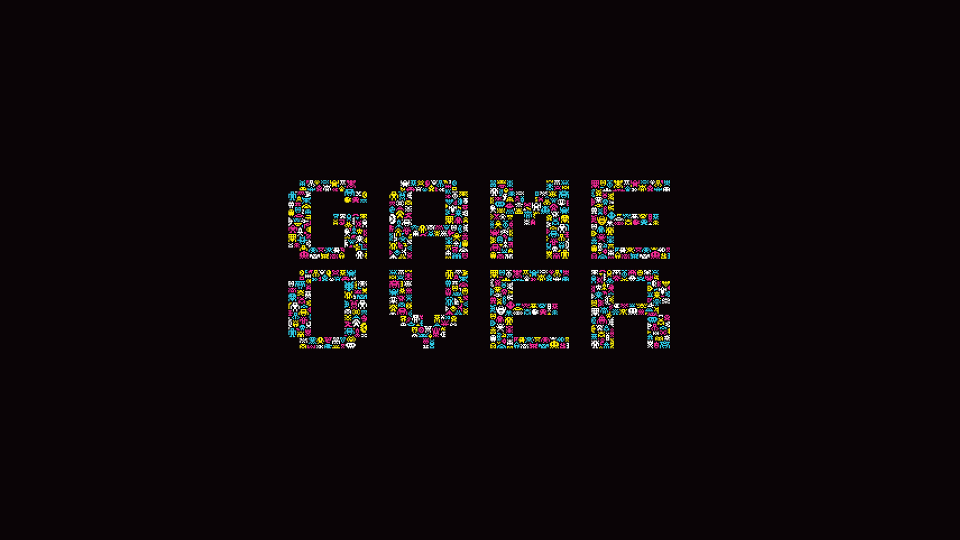 minimalism, #simple background, #black background, #GAME OVER, #typography, #Space Invaders, #video ga. Retro games wallpaper, Gaming wallpaper, Retro wallpaper