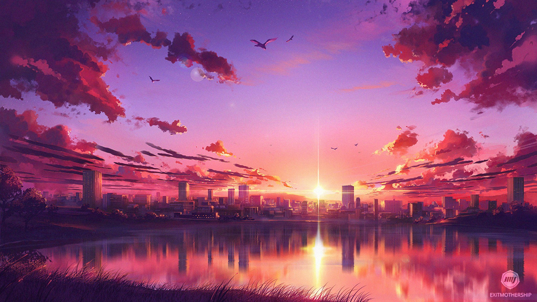 Anime Sunset Wallpaper 4k